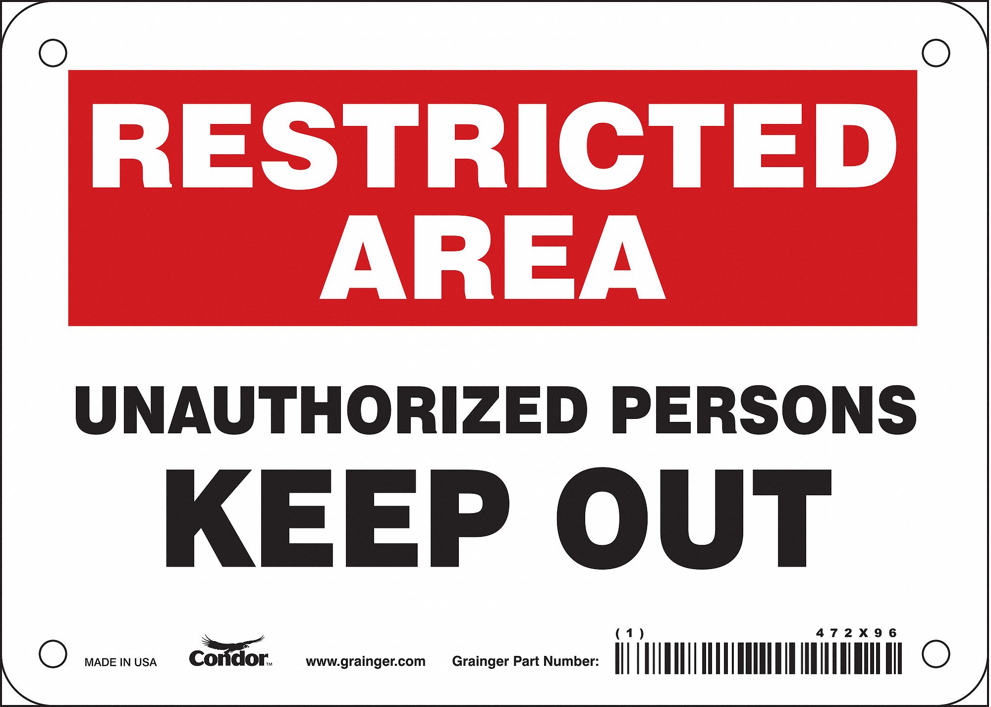 Safety Sign: Vinyl, Adhesive Sign Mounting, 5 in x 7 in Nominal Sign Size, Not Retroreflective, Wall