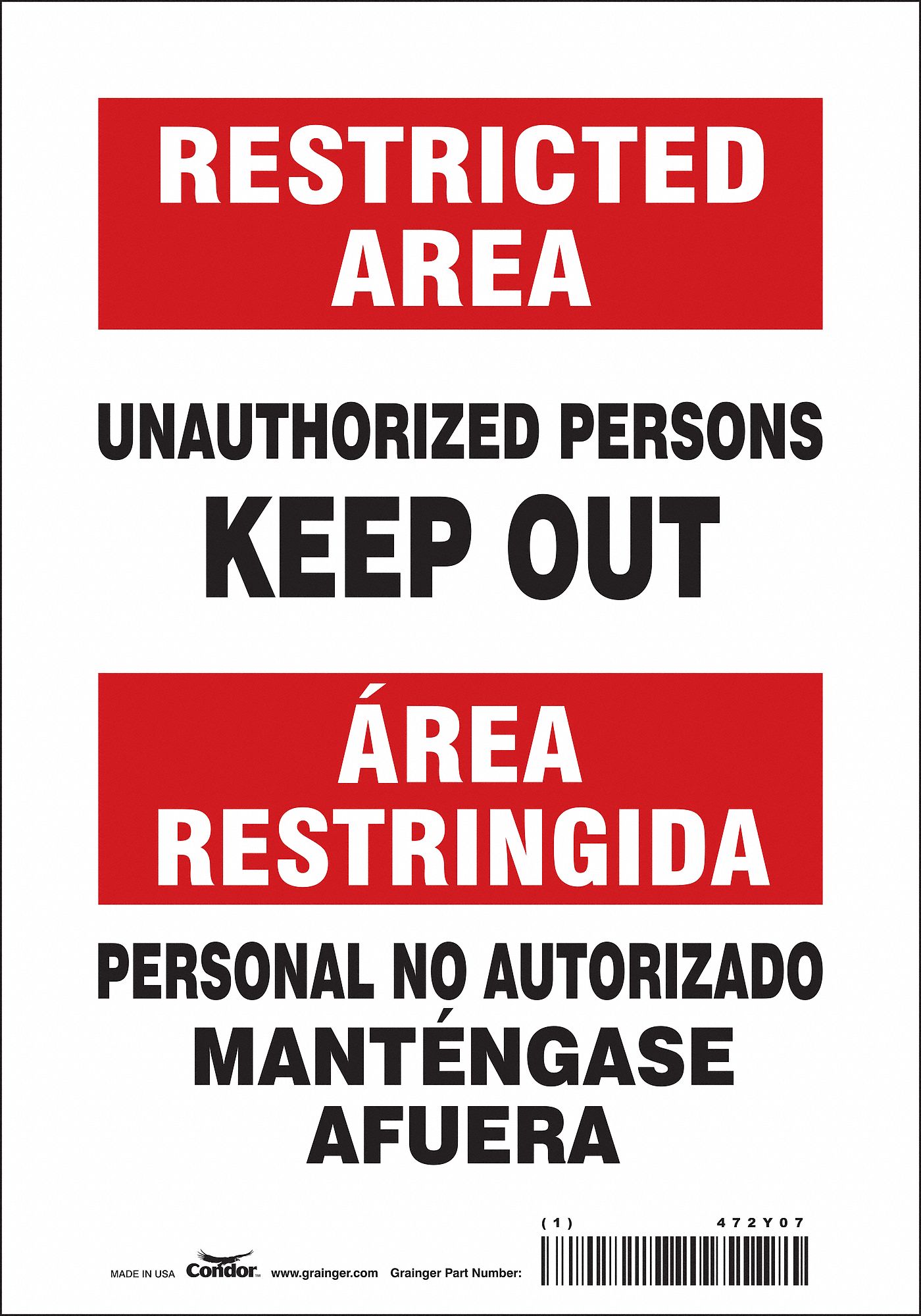 Safety Sign: Vinyl, Adhesive Sign Mounting, 10 in x 7 in Nominal Sign Size, Not Retroreflective