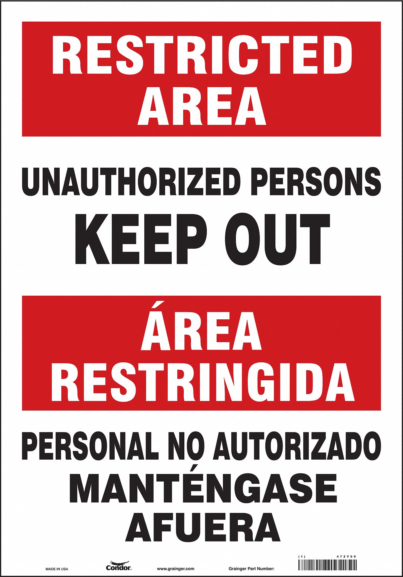 Safety Sign: Vinyl, Adhesive Sign Mounting, 20 in x 14 in Nominal Sign Size, Not Retroreflective