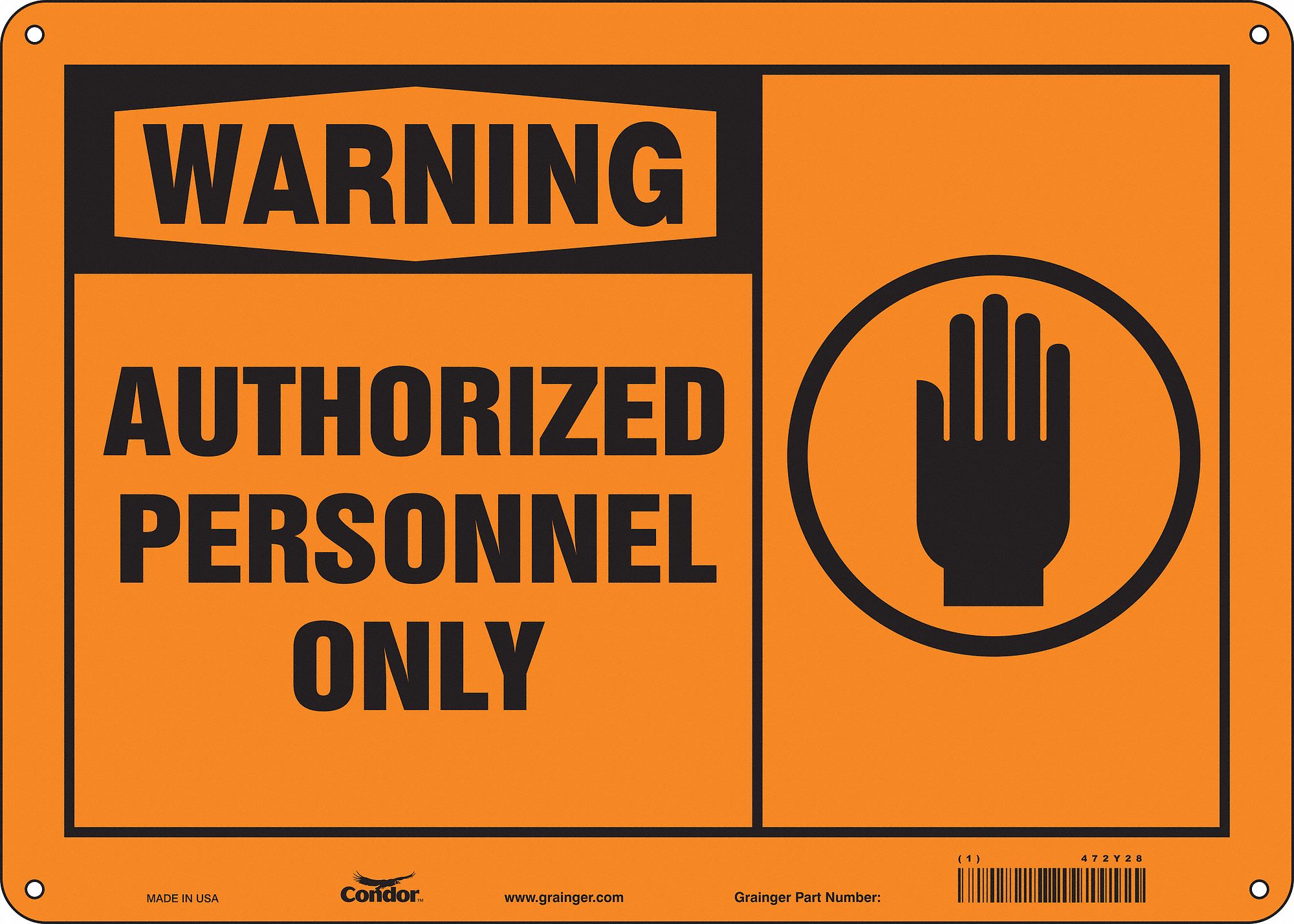 Safety Sign: Polyethylene, Mounting Holes Sign Mounting, 10 in x 14 in Nominal Sign Size, Warning