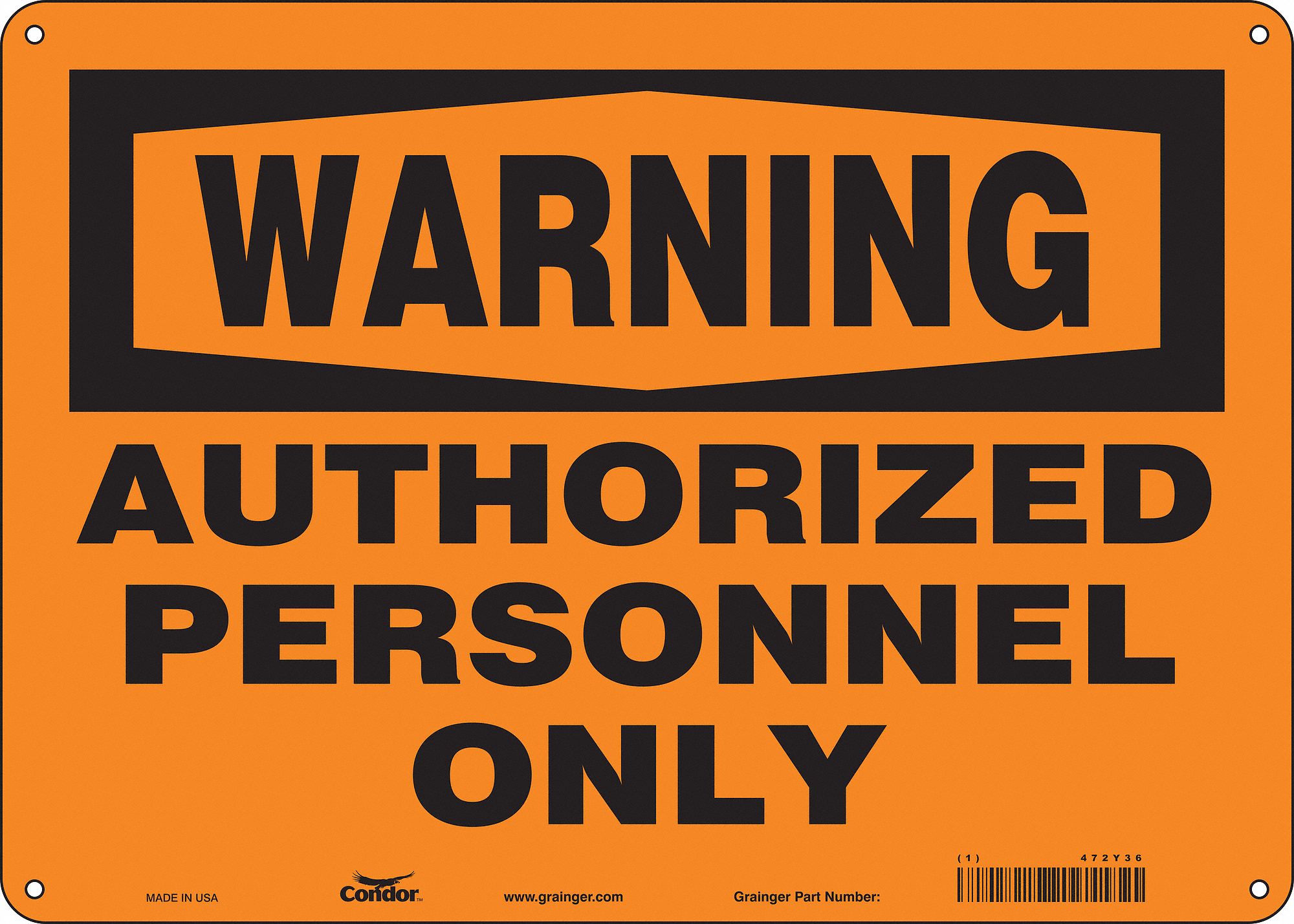 Safety Sign: Polyethylene, Mounting Holes Sign Mounting, 10 in x 14 in Nominal Sign Size, Warning