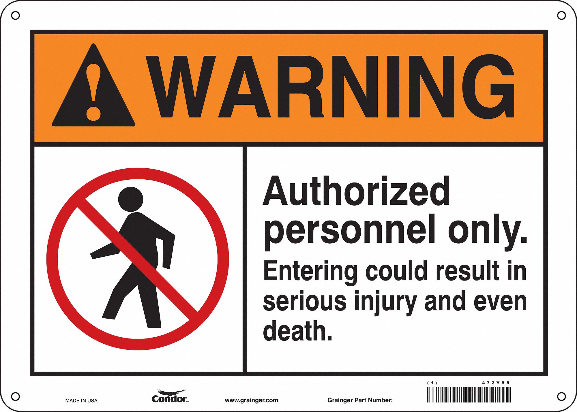 Safety Sign: Aluminum, Mounting Holes Sign Mounting, 10 in x 14 in Nominal Sign Size, 0.032 in Thick