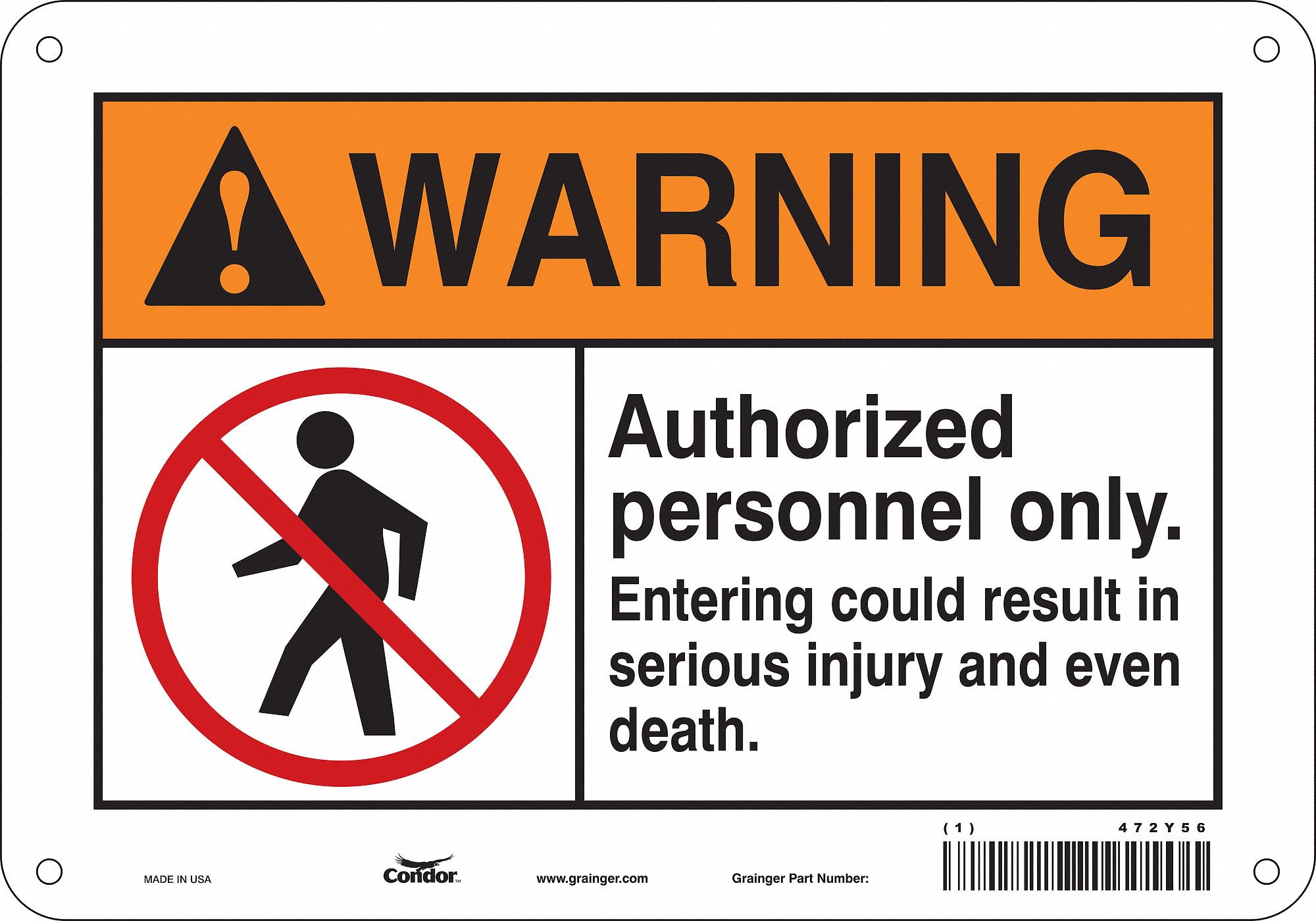 Safety Sign: Polyethylene, Mounting Holes Sign Mounting, 7 in x 10 in Nominal Sign Size, Warning