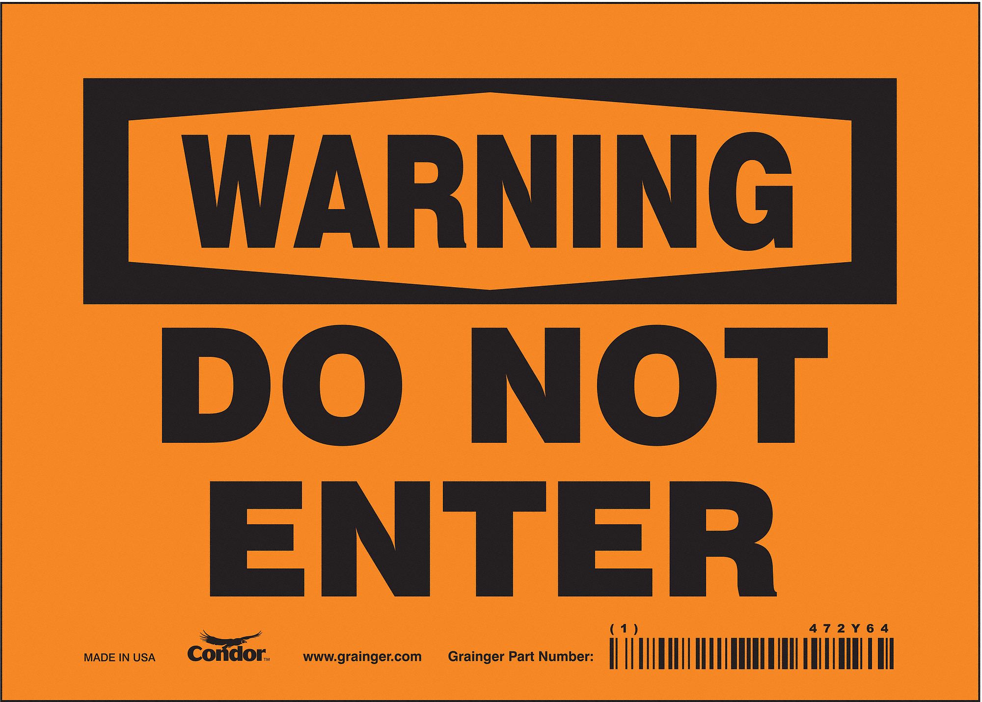 Safety Sign: Vinyl, Adhesive Sign Mounting, 5 in x 7 in Nominal Sign Size, Not Retroreflective, Wall