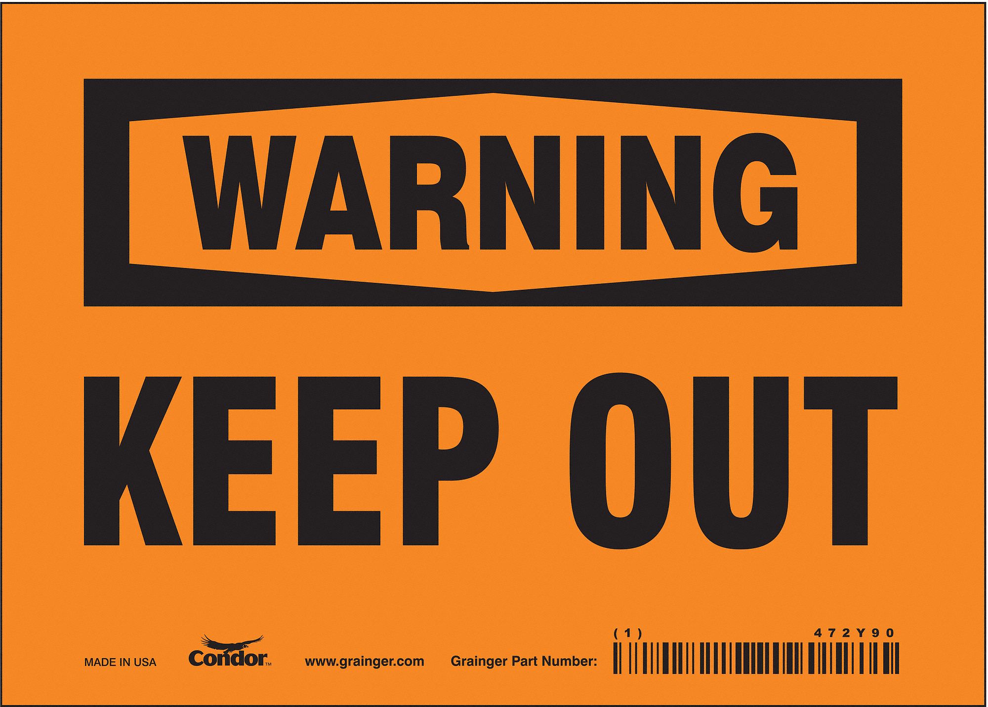 Safety Sign: Vinyl, Adhesive Sign Mounting, 5 in x 7 in Nominal Sign Size, Not Retroreflective, Wall