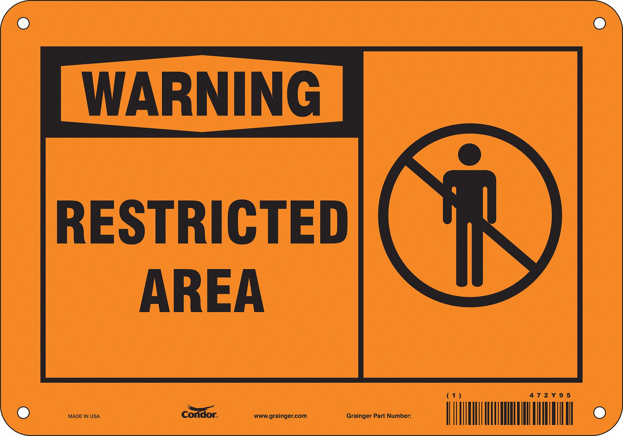 Safety Sign: Polyethylene, Mounting Holes Sign Mounting, 7 in x 10 in Nominal Sign Size, Warning