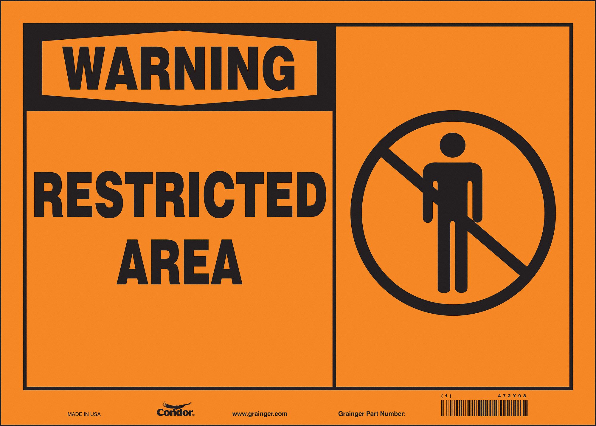 Safety Sign: Vinyl, Adhesive Sign Mounting, 10 in x 14 in Nominal Sign Size, Not Retroreflective
