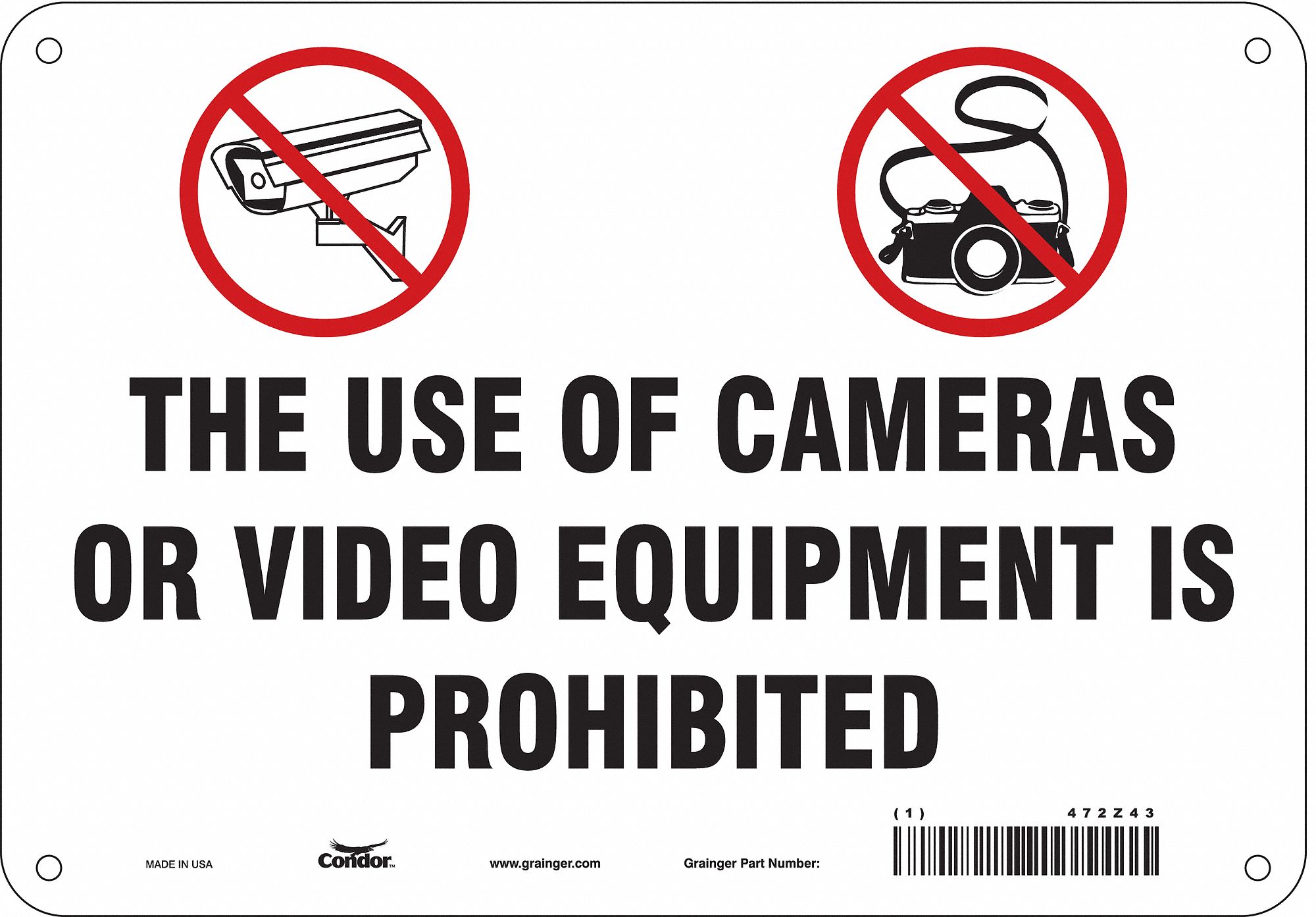 Safety Sign: Aluminum, Mounting Holes Sign Mounting, 7 in x 10 in Nominal Sign Size, 0.032 in Thick