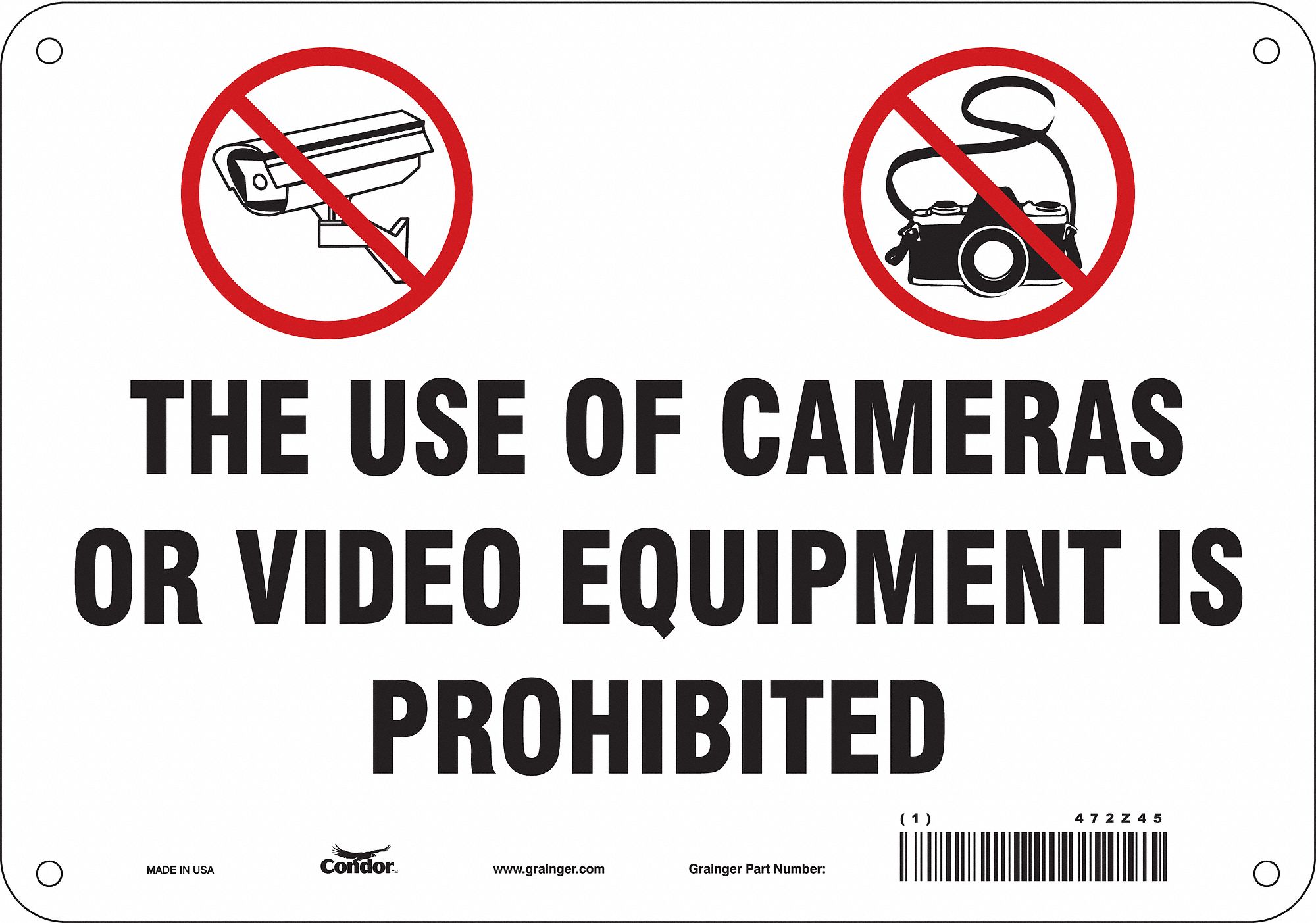 Safety Sign: Polyethylene, Mounting Holes Sign Mounting, 7 in x 10 in Nominal Sign Size