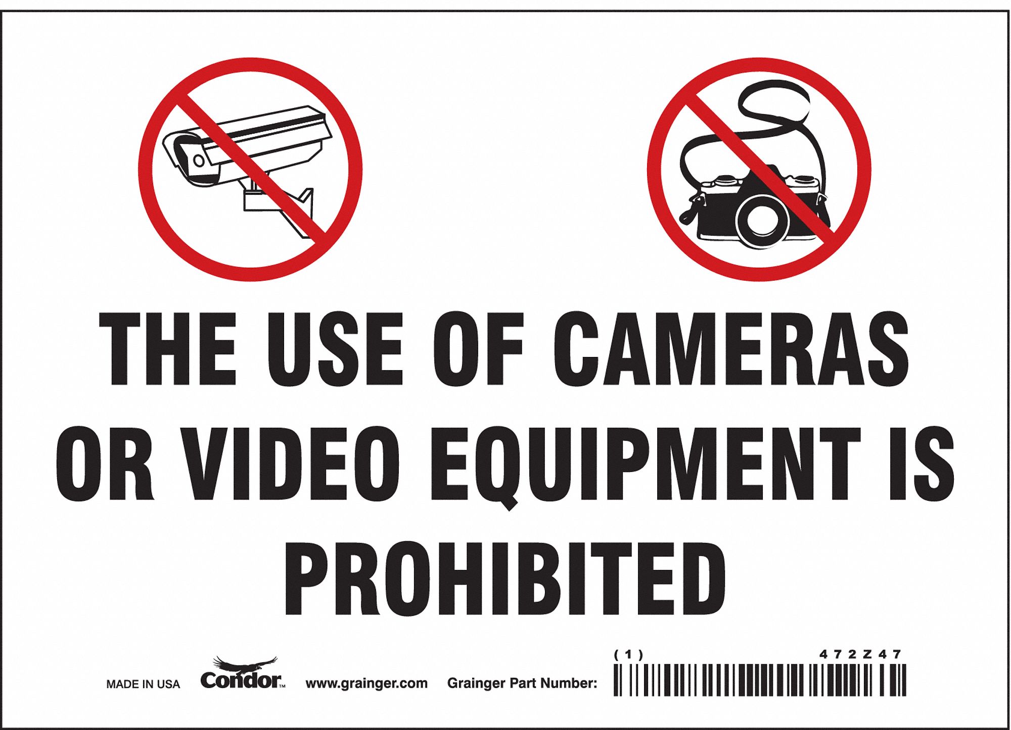 Safety Sign: Vinyl, Adhesive Sign Mounting, 5 in x 7 in Nominal Sign Size, Not Retroreflective