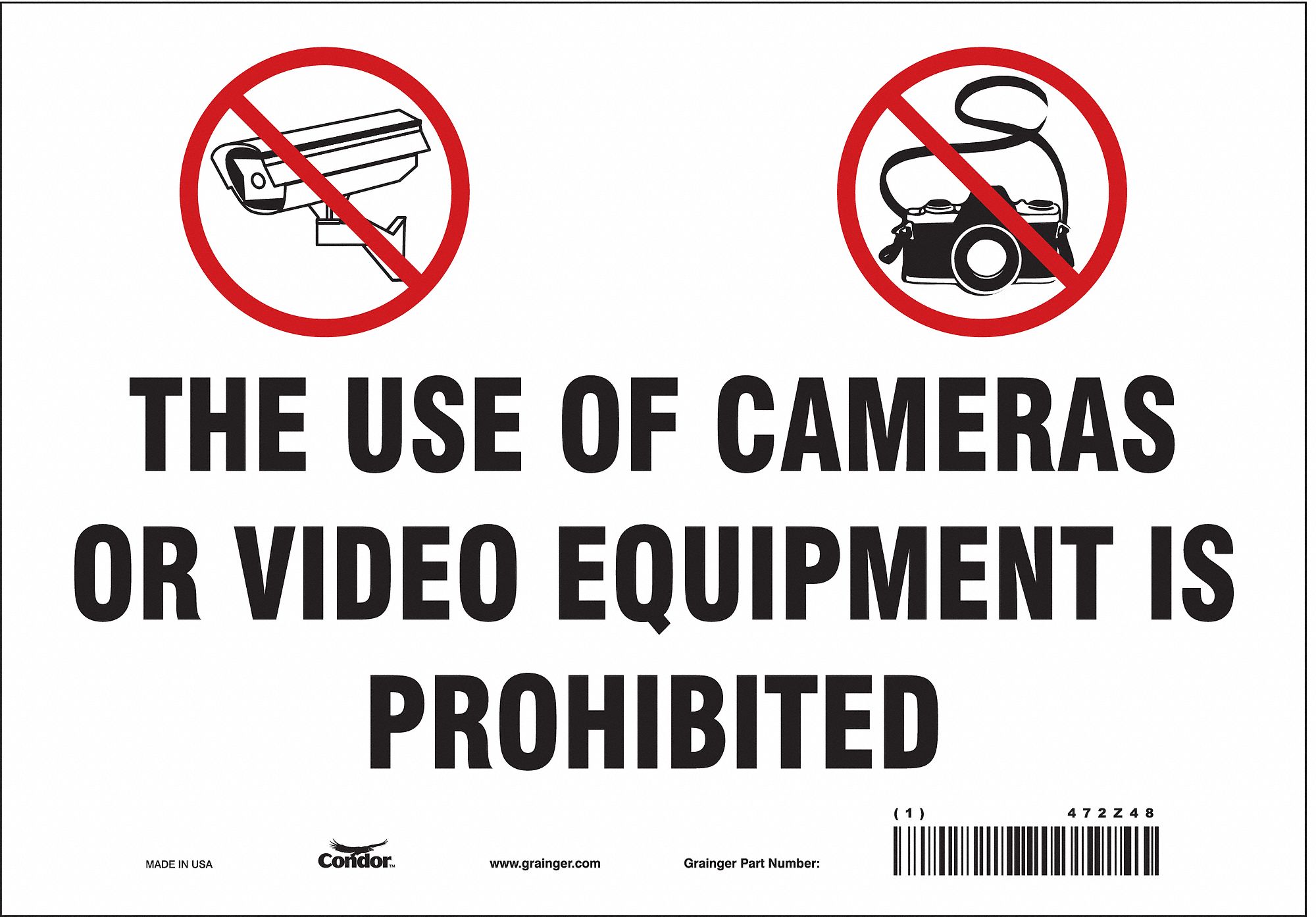 Safety Sign: Vinyl, Adhesive Sign Mounting, 7 in x 10 in Nominal Sign Size, Not Retroreflective