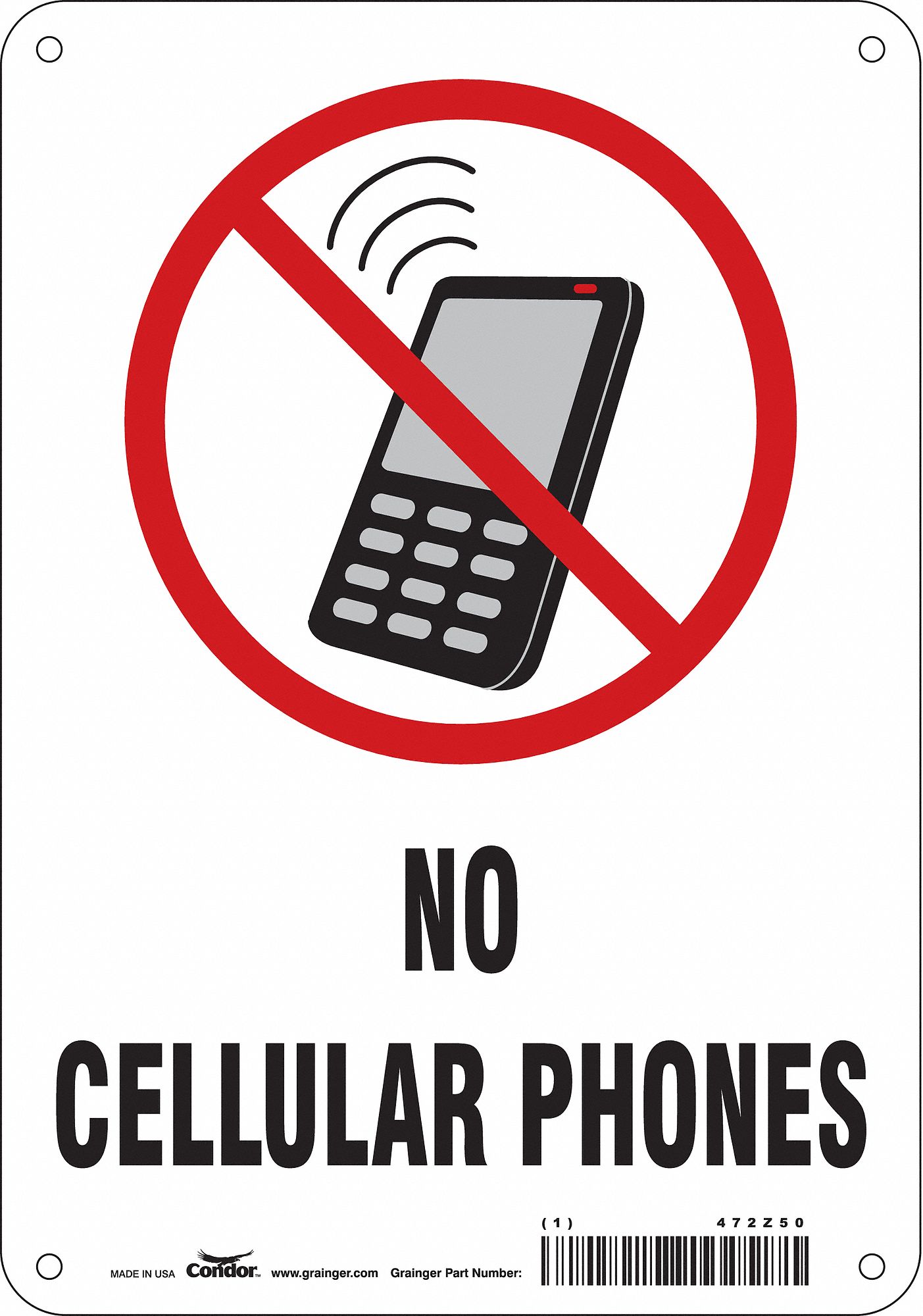 Safety Sign: Aluminum, Mounting Holes Sign Mounting, 10 in x 7 in Nominal Sign Size, 0.032 in Thick