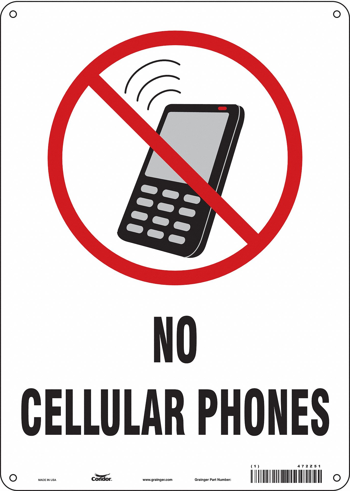 Safety Sign: Aluminum, Mounting Holes Sign Mounting, 14 in x 10 in Nominal Sign Size, 0.032 in Thick