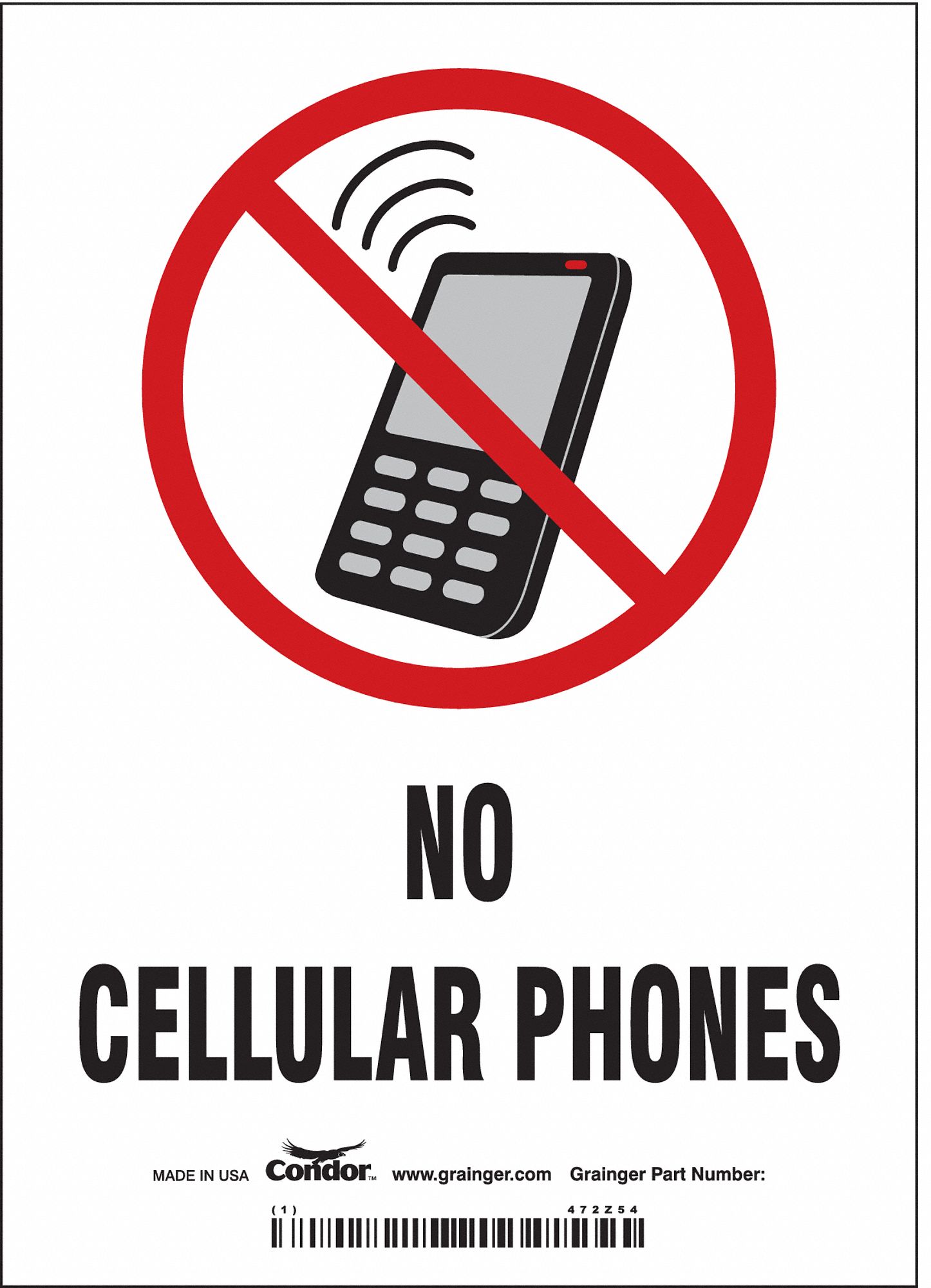 Safety Sign: Vinyl, Adhesive Sign Mounting, 7 in x 5 in Nominal Sign Size, Not Retroreflective