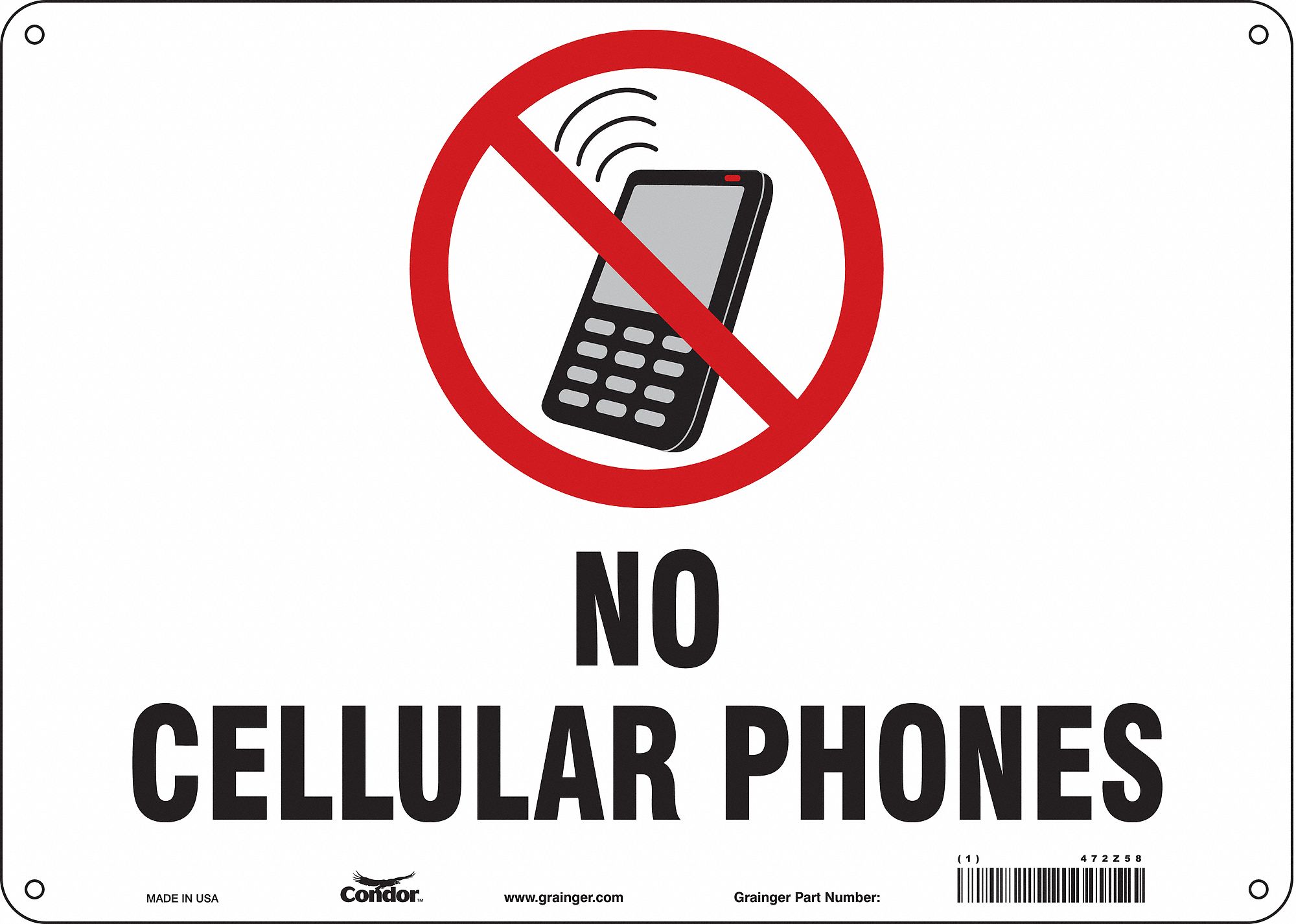 Safety Sign: Aluminum, Mounting Holes Sign Mounting, 10 in x 14 in Nominal Sign Size, 0.032 in Thick