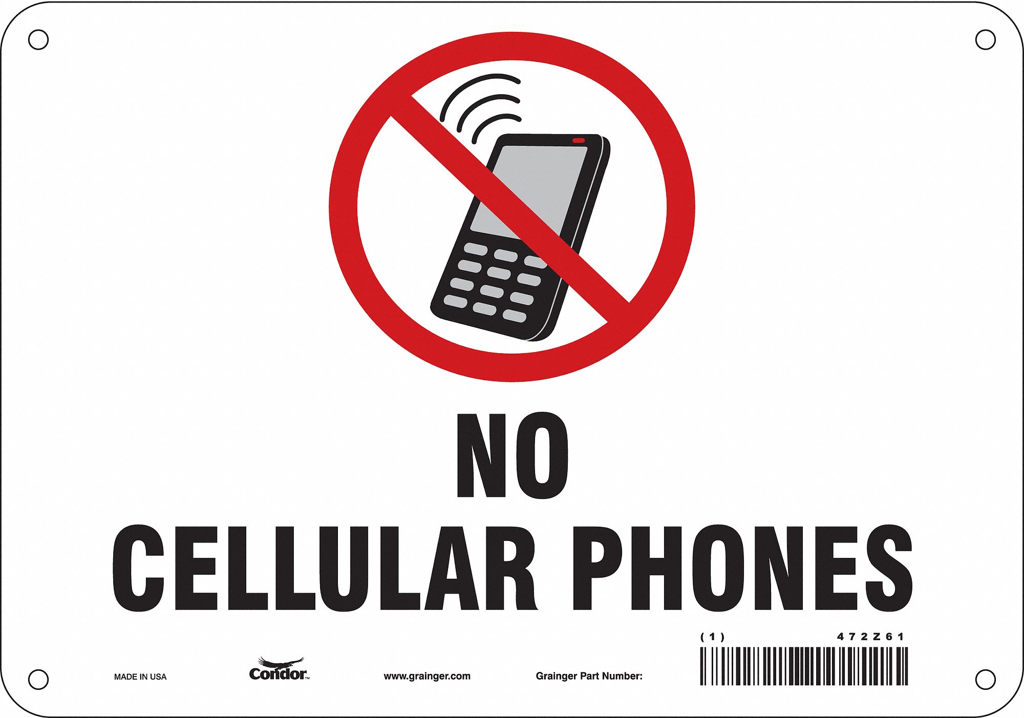 Safety Sign: Polyethylene, Mounting Holes Sign Mounting, 7 in x 10 in Nominal Sign Size, No Header