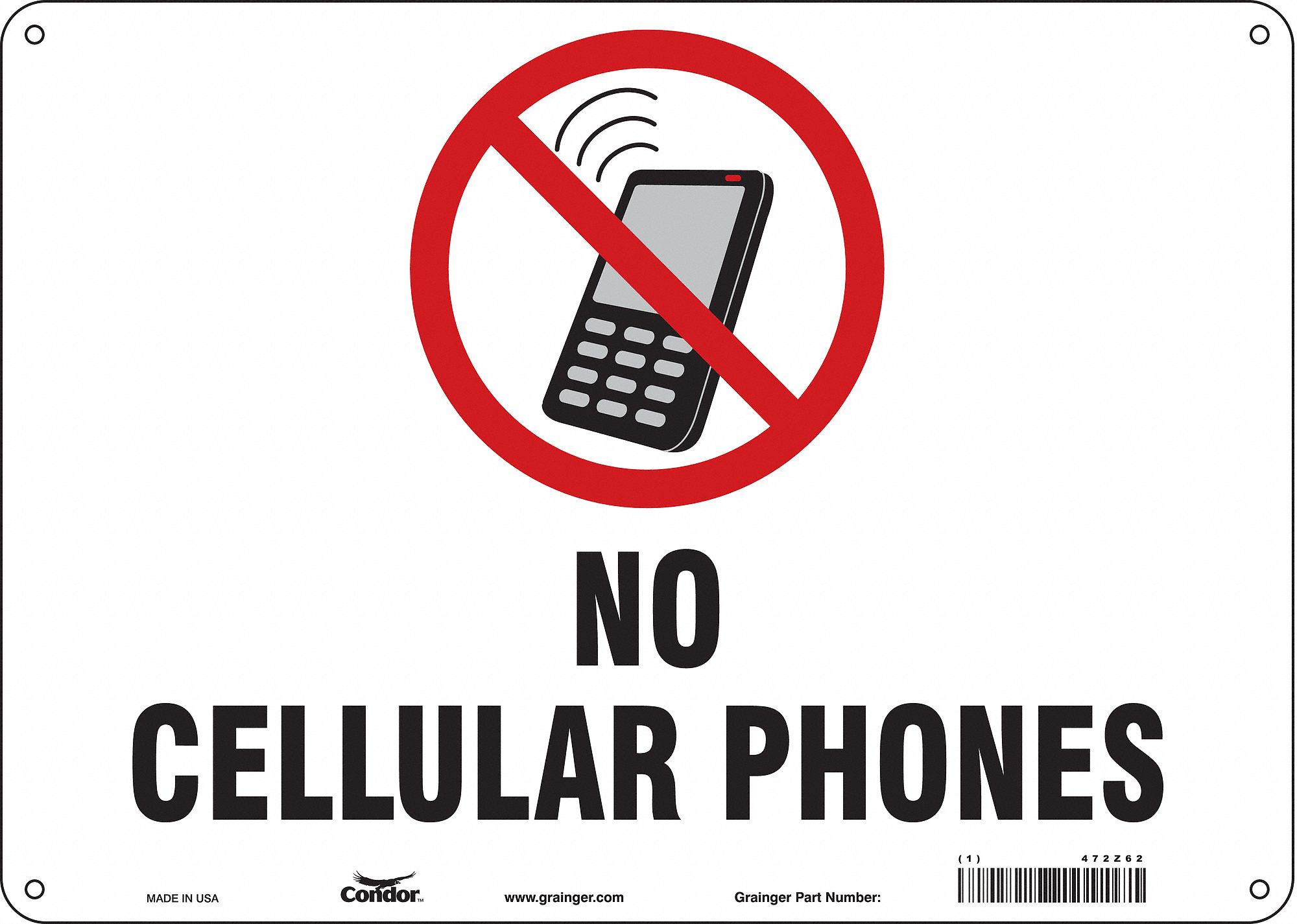 Safety Sign: Polyethylene, Mounting Holes Sign Mounting, 10 in x 14 in Nominal Sign Size, No Header