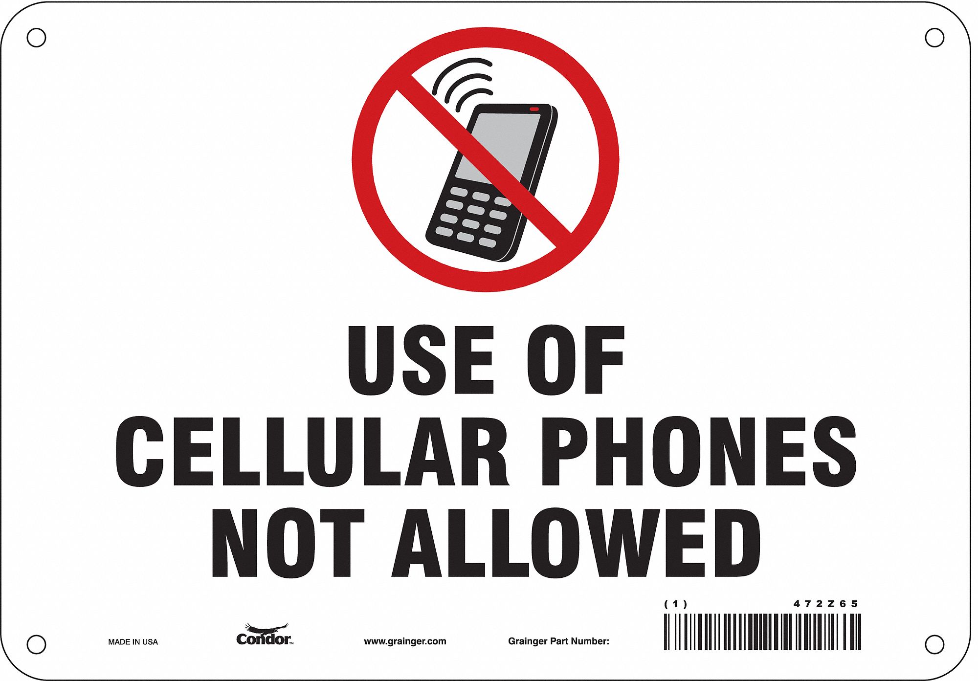 Safety Sign: Aluminum, Mounting Holes Sign Mounting, 7 in x 10 in Nominal Sign Size, 0.032 in Thick