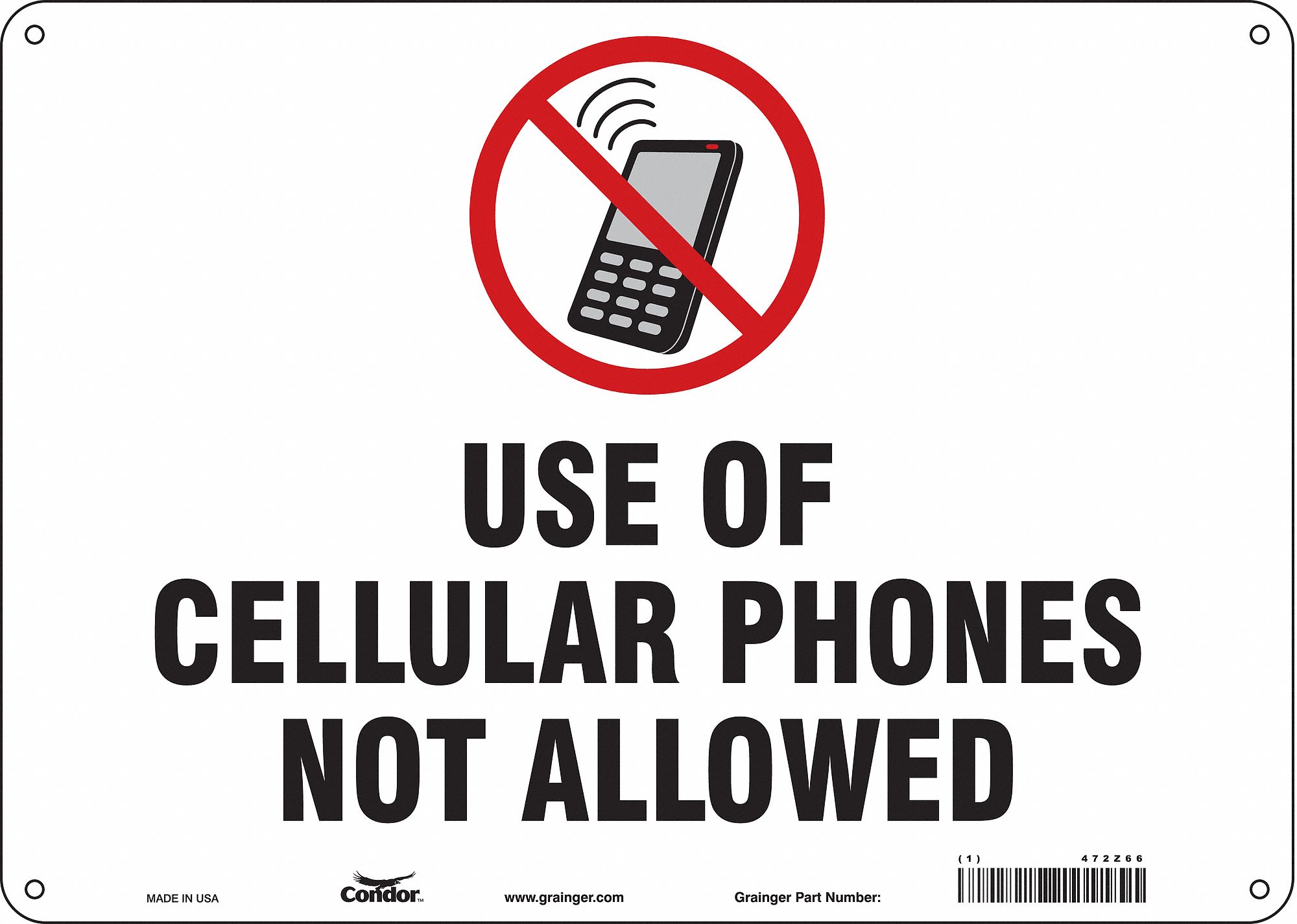 Safety Sign: Aluminum, Mounting Holes Sign Mounting, 10 in x 14 in Nominal Sign Size, 0.032 in Thick