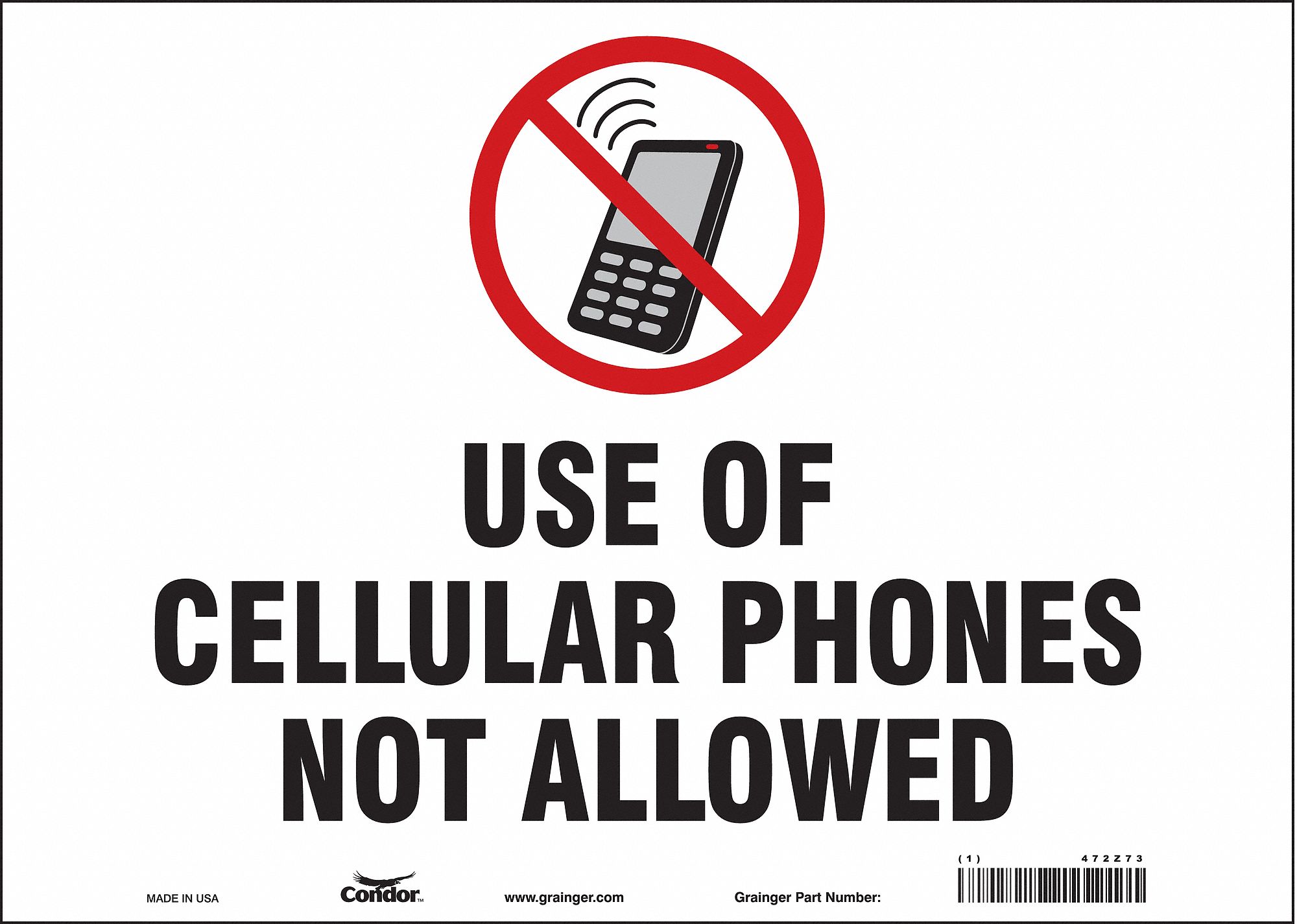 Safety Sign: Vinyl, Adhesive Sign Mounting, 10 in x 14 in Nominal Sign Size, Not Retroreflective