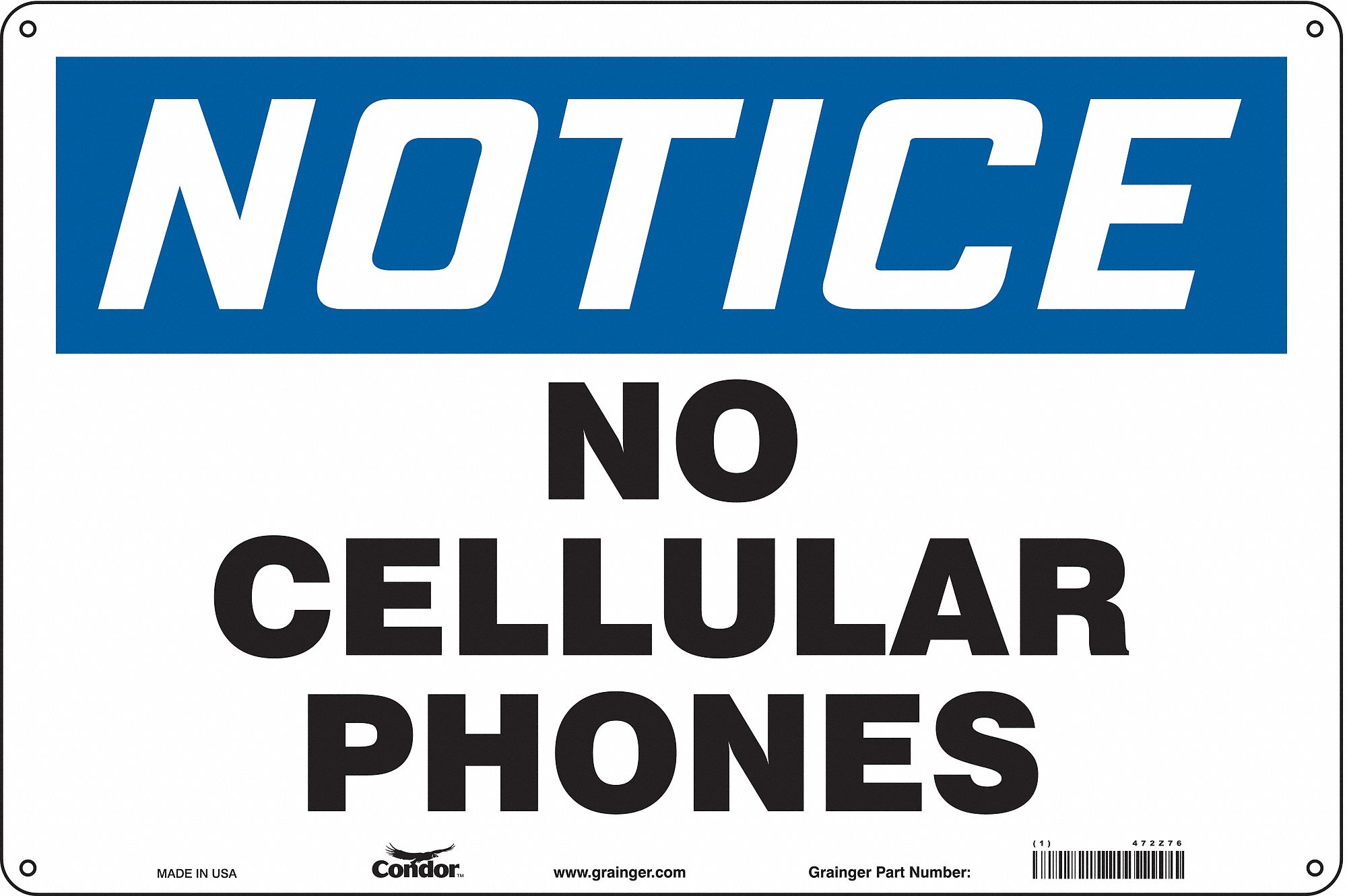 Safety Sign, 12 in x 18 in, Aluminum