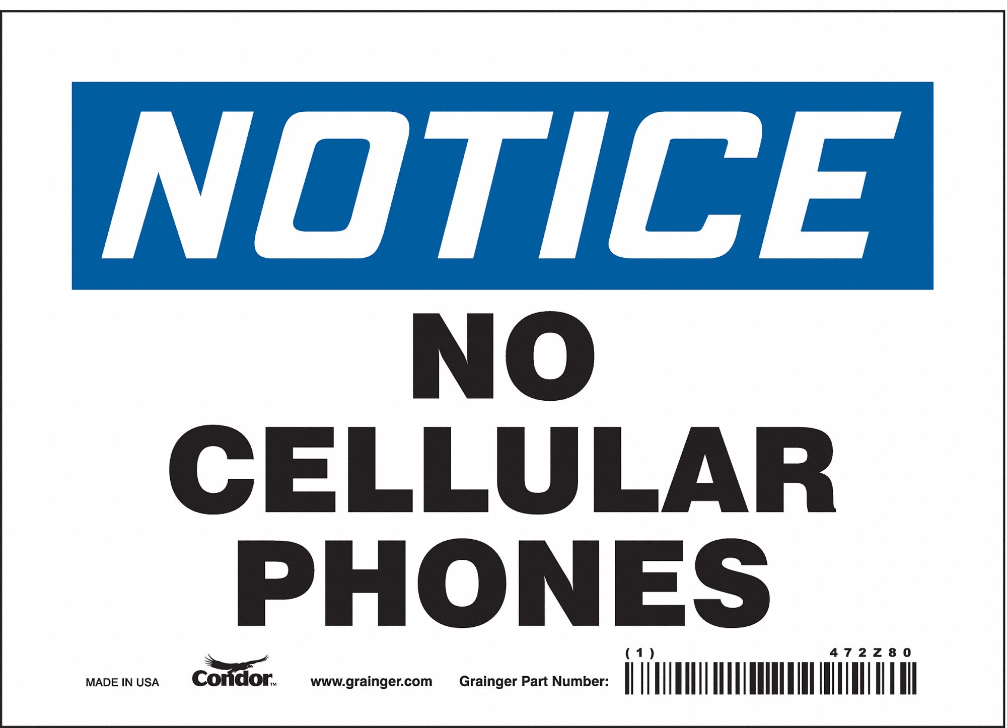 Safety Sign: Vinyl, Adhesive Sign Mounting, 5 in x 7 in Nominal Sign Size, Not Retroreflective