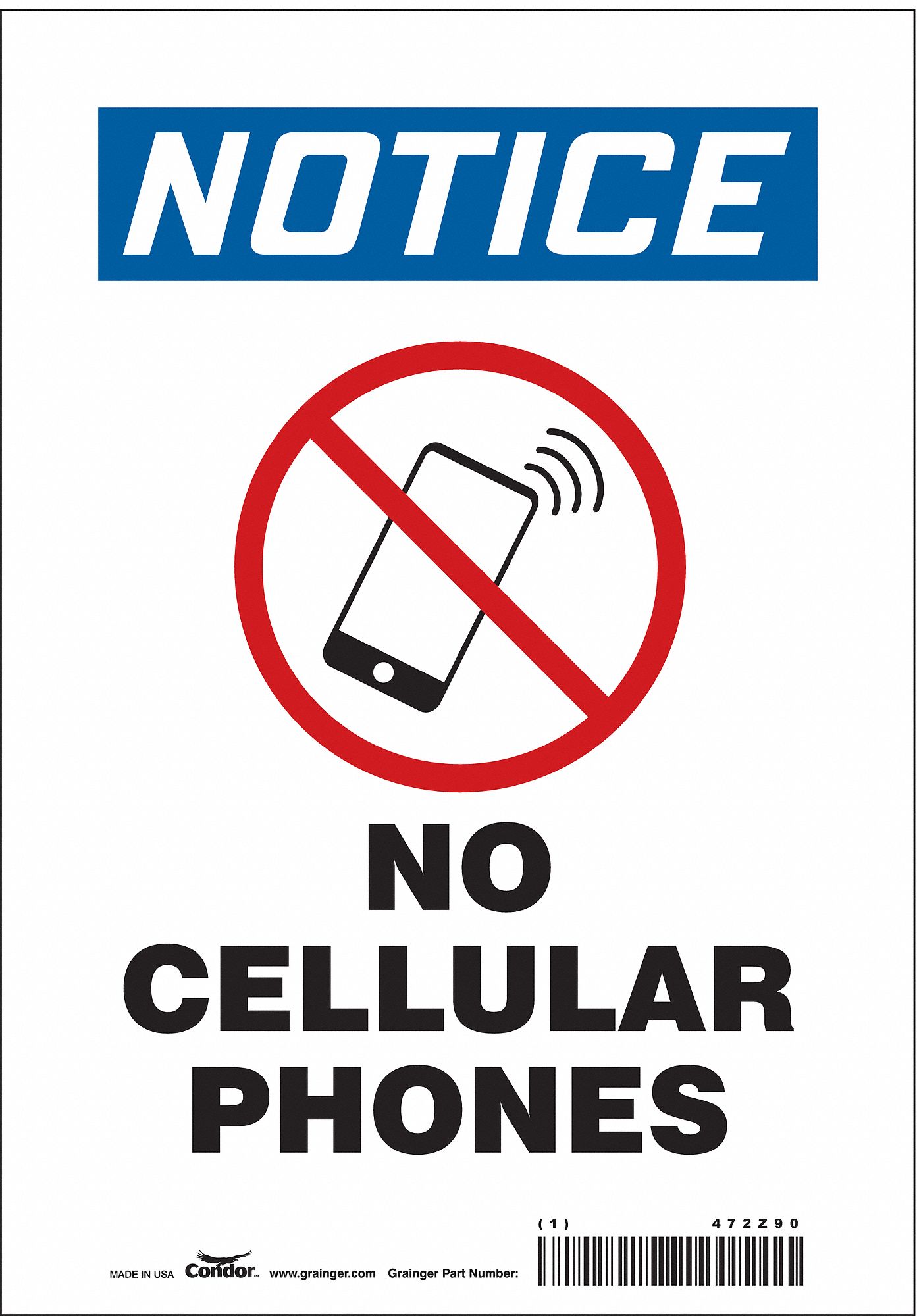 Safety Sign: Vinyl, Adhesive Sign Mounting, 10 in x 7 in Nominal Sign Size, Not Retroreflective
