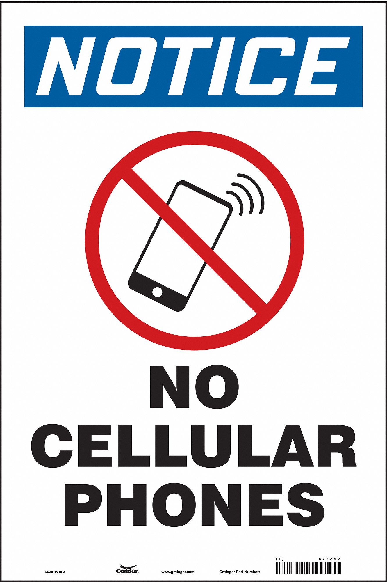 Safety Sign: Vinyl, Adhesive Sign Mounting, 18 in x 12 in Nominal Sign Size, Not Retroreflective