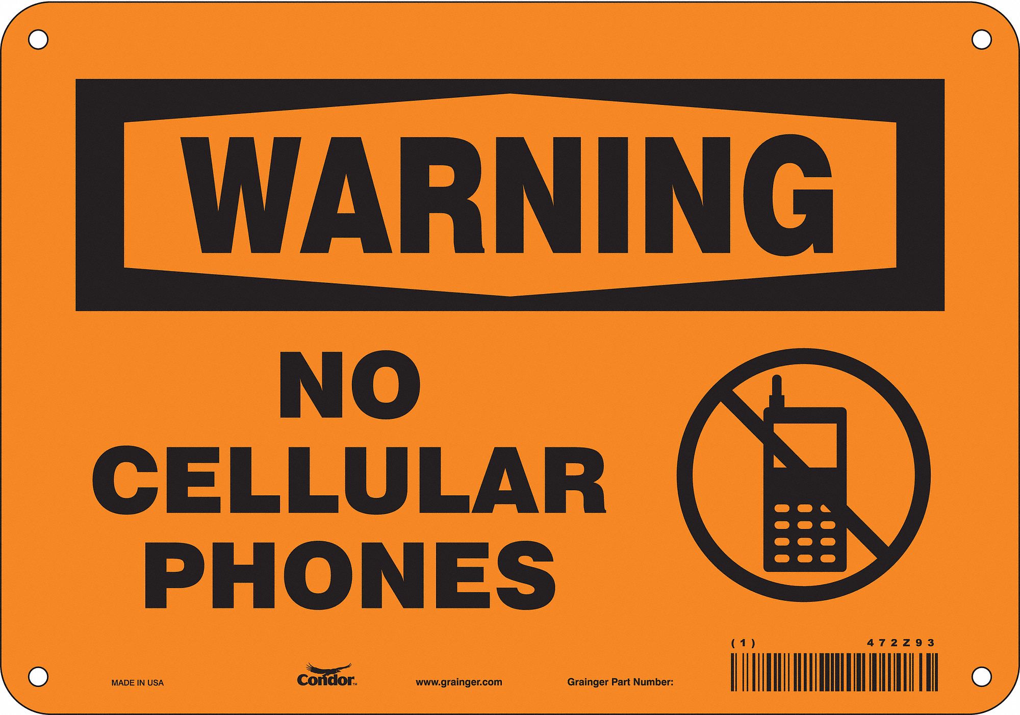 Safety Sign: Aluminum, Mounting Holes Sign Mounting, 7 in x 10 in Nominal Sign Size, 0.032 in Thick