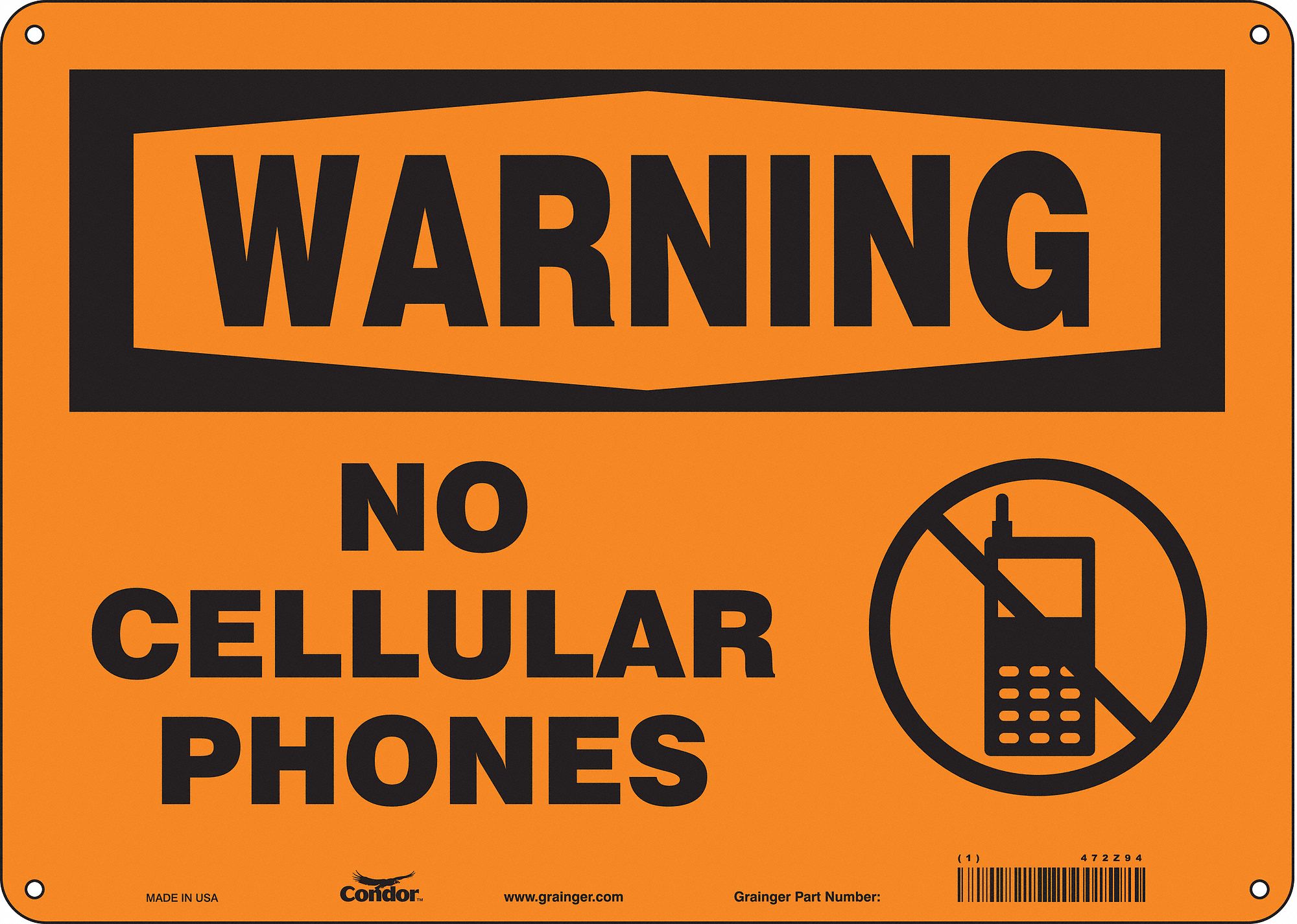 Safety Sign: Aluminum, Mounting Holes Sign Mounting, 10 in x 14 in Nominal Sign Size, 0.032 in Thick