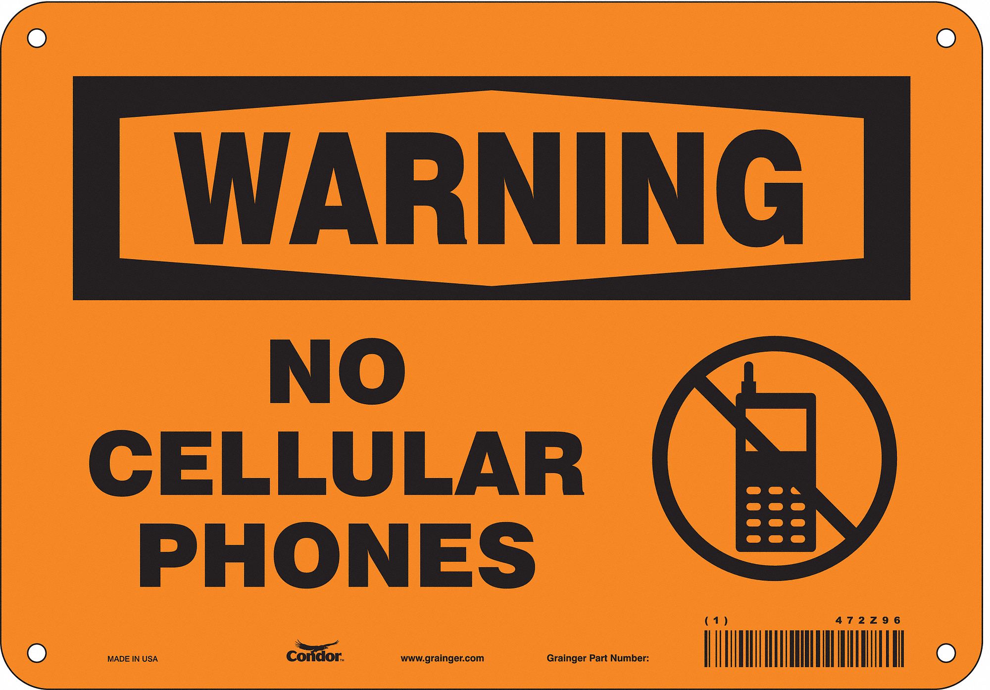 Safety Sign: Polyethylene, Mounting Holes Sign Mounting, 7 in x 10 in Nominal Sign Size, Warning