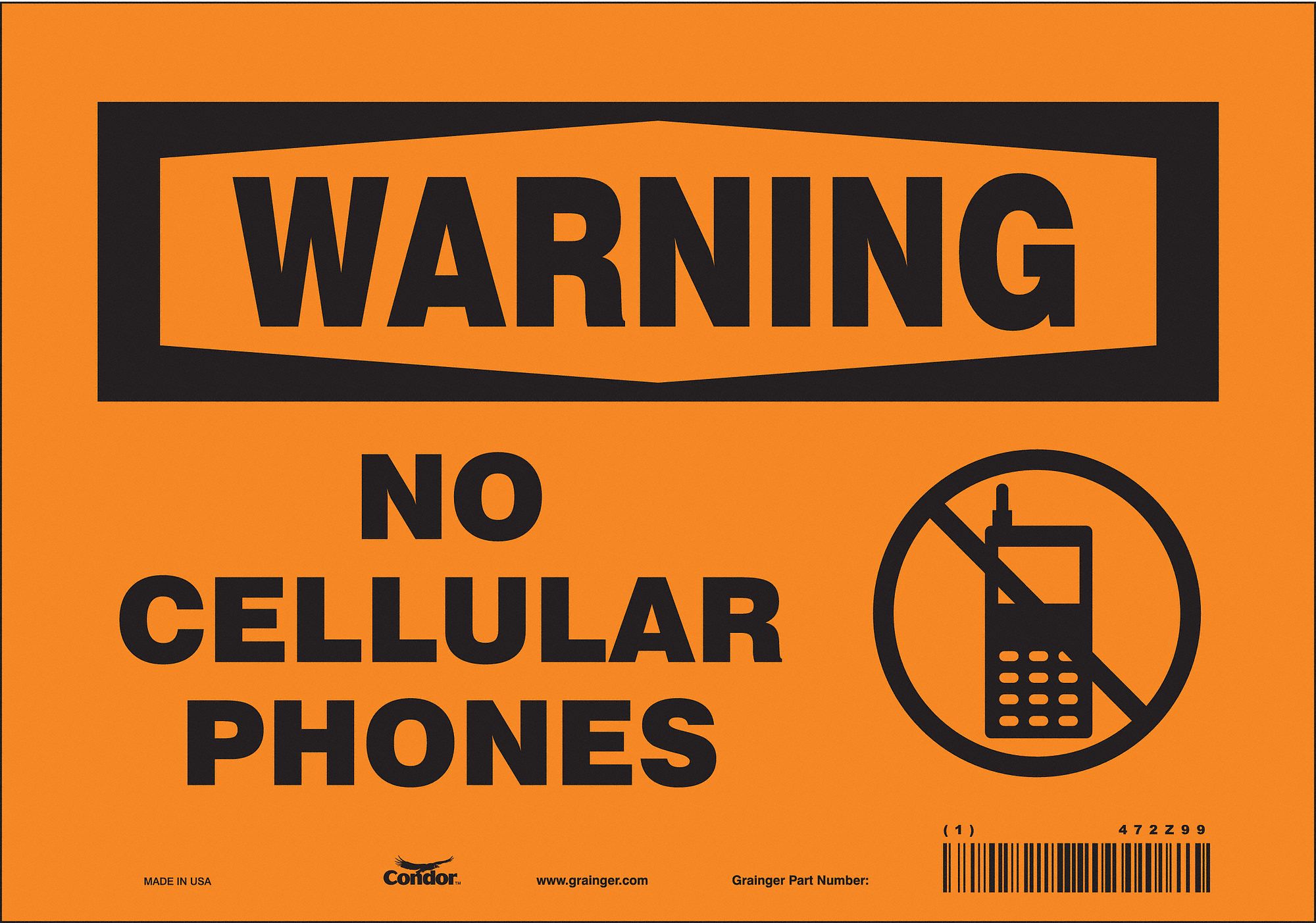 Safety Sign: Vinyl, Adhesive Sign Mounting, 7 in x 10 in Nominal Sign Size, Not Retroreflective