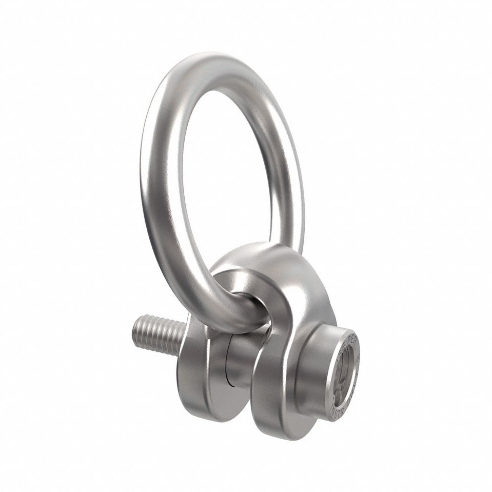 JERGENS Hoist Ring: Swivel, Nickel-Plated Steel, 1 1/2"-6, Max. 17,200 lb, Side-Pulling (MPN 47318-E). Key specifications — Brand: JERGENS; Thread Size: 1-1/2"-6; Operation: Side-Pulling.