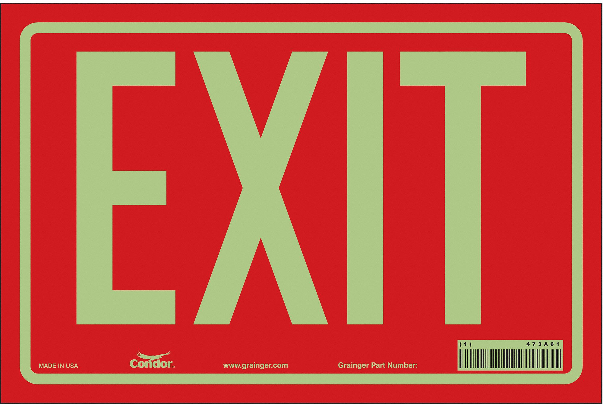 Safety Sign, 8 in x 12 in, Glow Vinyl