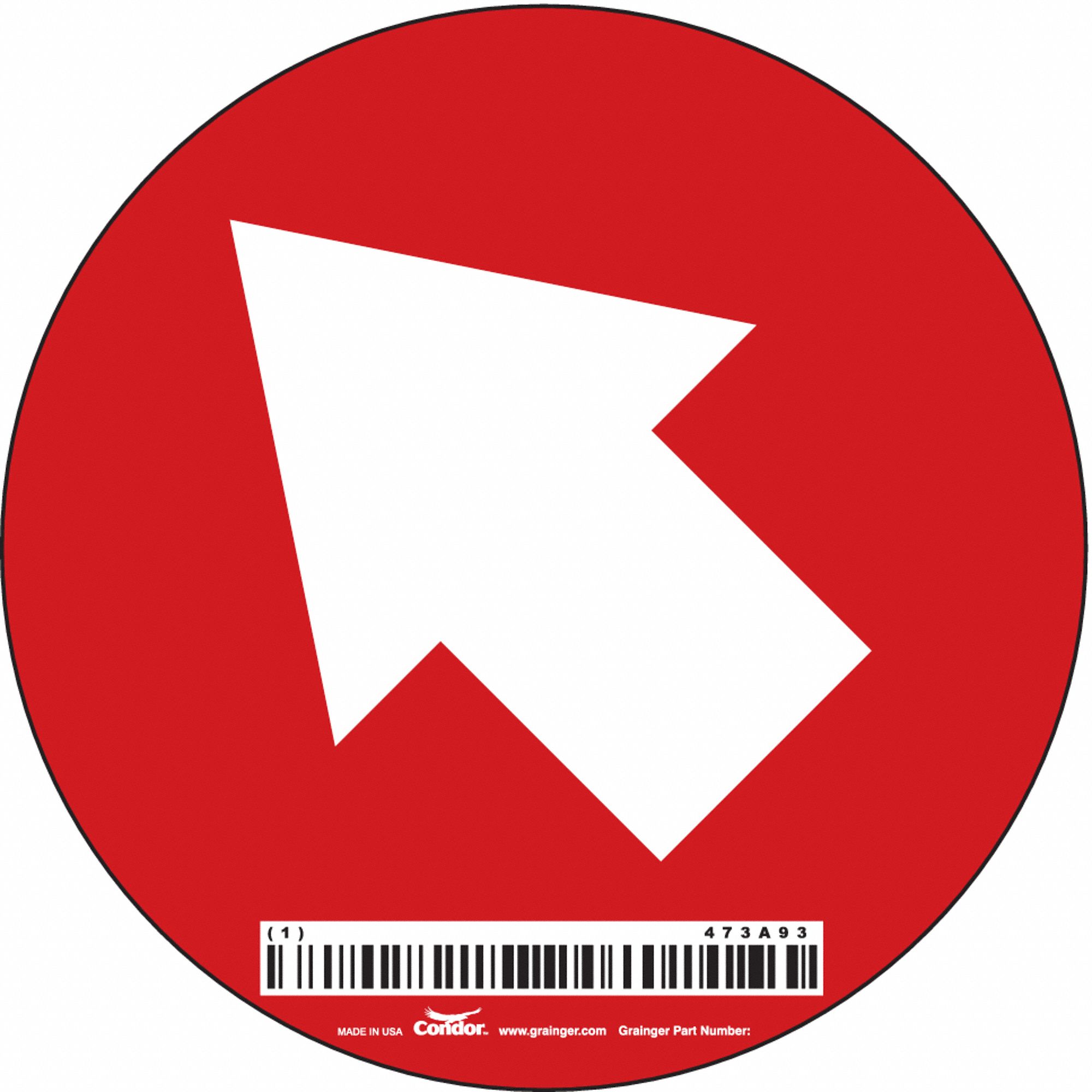 SAFETY SIGN, VINYL, ADHESIVE MOUNT, 4 IN X 4 IN NOMINAL SIGN SIZE, NOT RETROREFLECTIVE, DIAGONAL ARROW