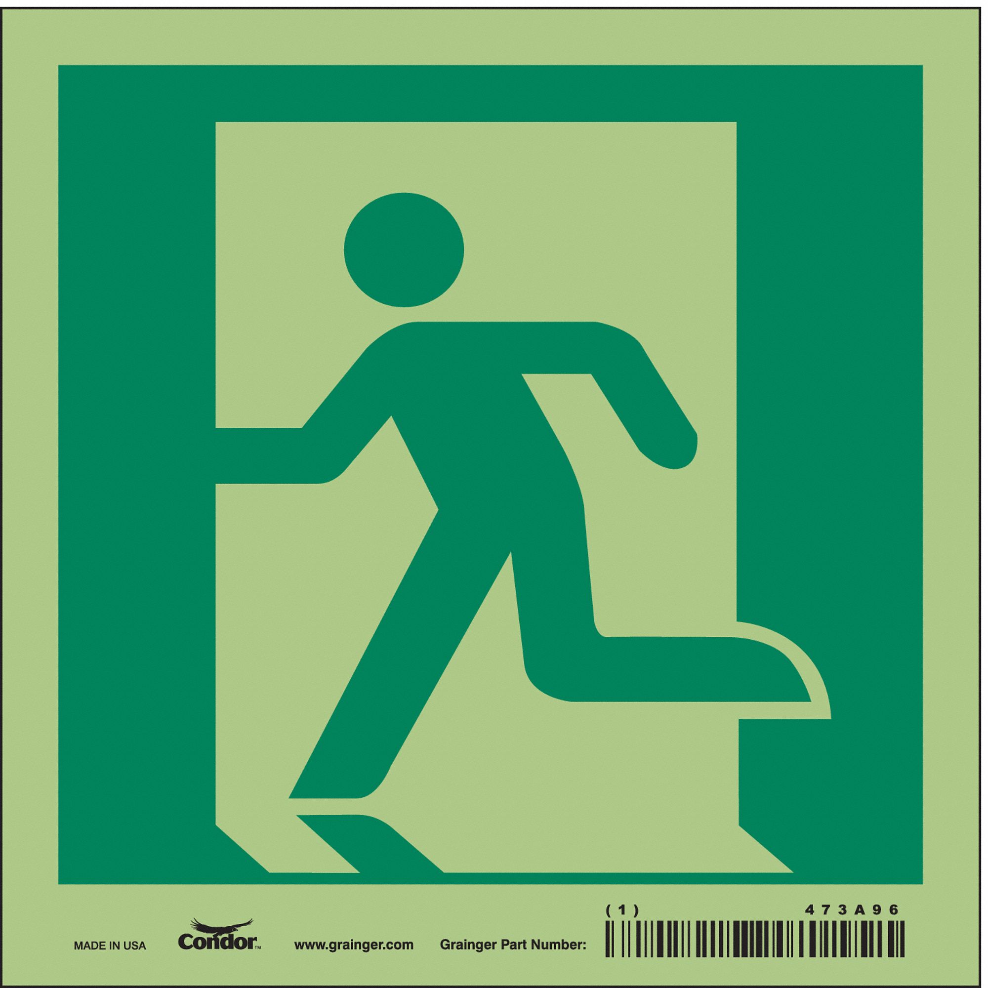 Safety Sign, 6 in x 6 in, Glow Vinyl