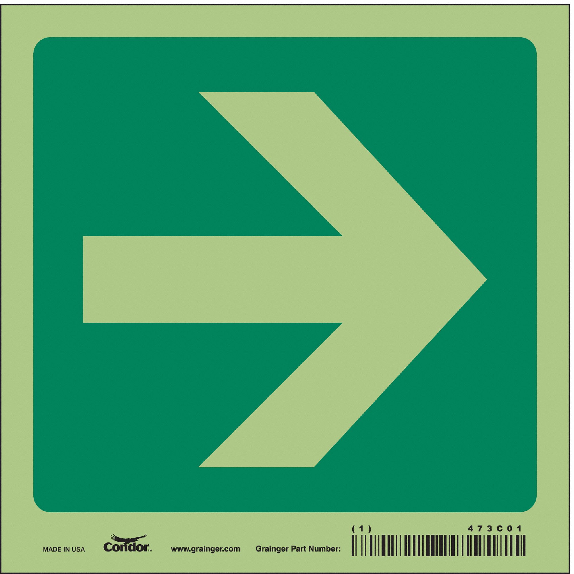 Safety Sign, 6 in x 6 in, Glow Vinyl