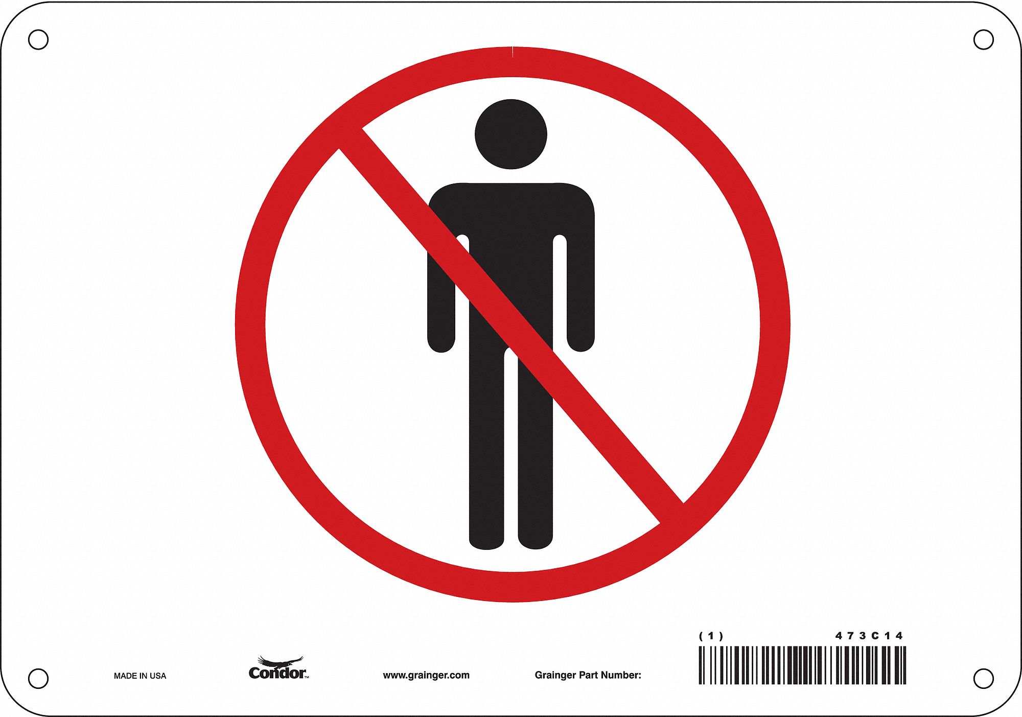 Safety Sign: Aluminum, Mounting Holes Sign Mounting, 7 in x 10 in Nominal Sign Size, 0.032 in Thick