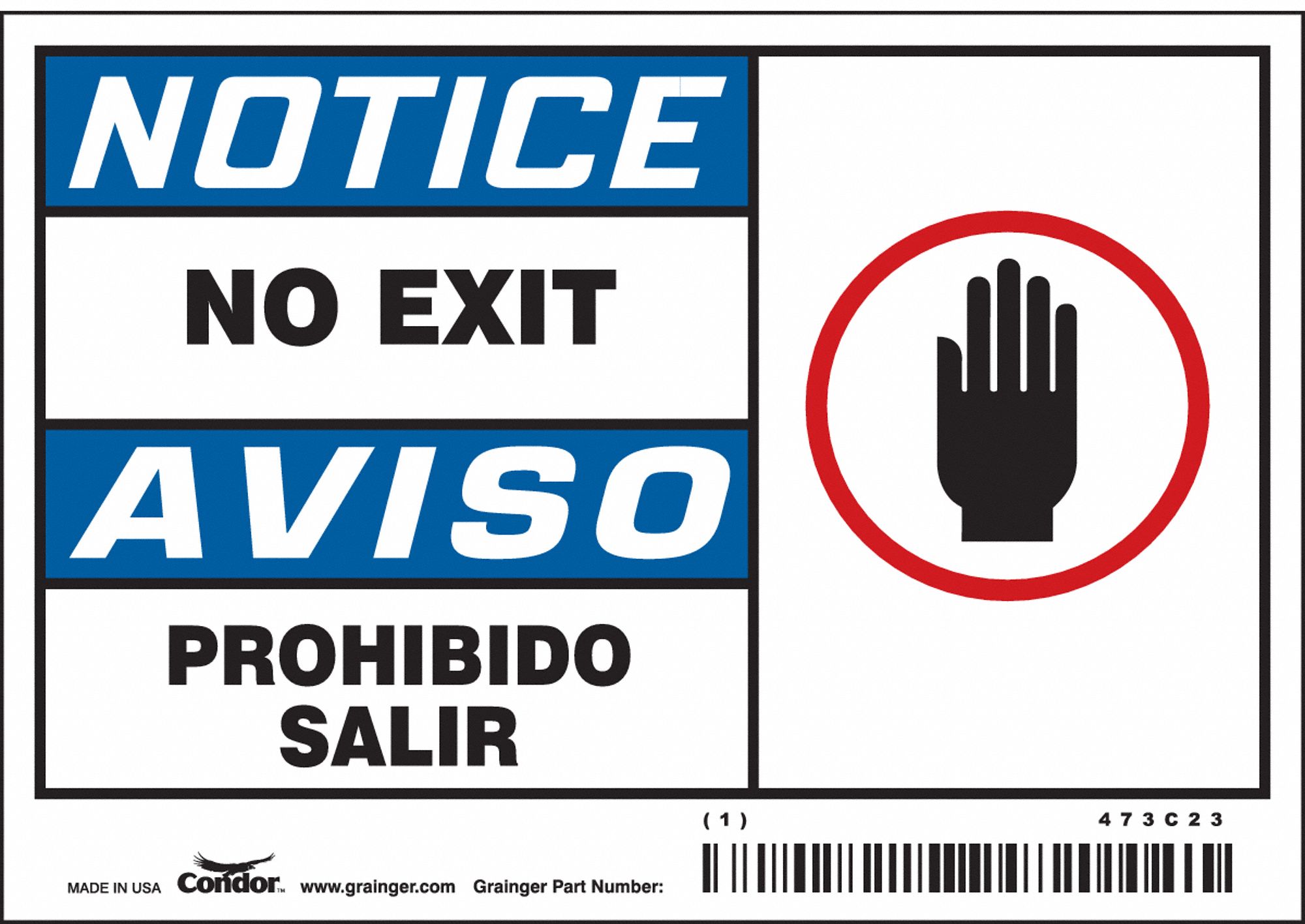 Safety Sign: Vinyl, Adhesive Sign Mounting, 5 in x 3 1/2 in Nominal Sign Size, 0.02 in Thick, 5 PK