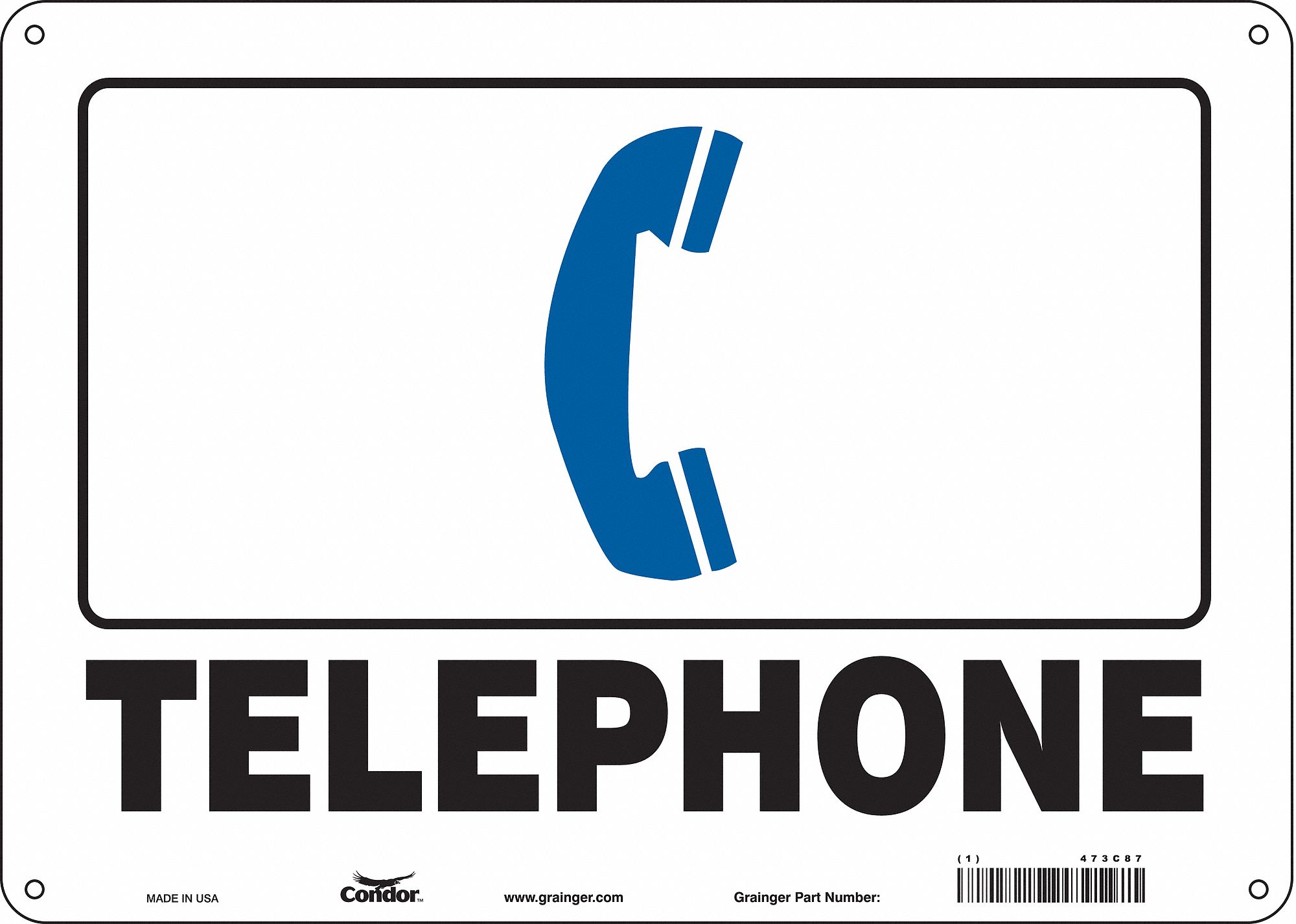 Safety Sign: Aluminum, Mounting Holes Sign Mounting, 10 in x 14 in Nominal Sign Size, 0.032 in Thick
