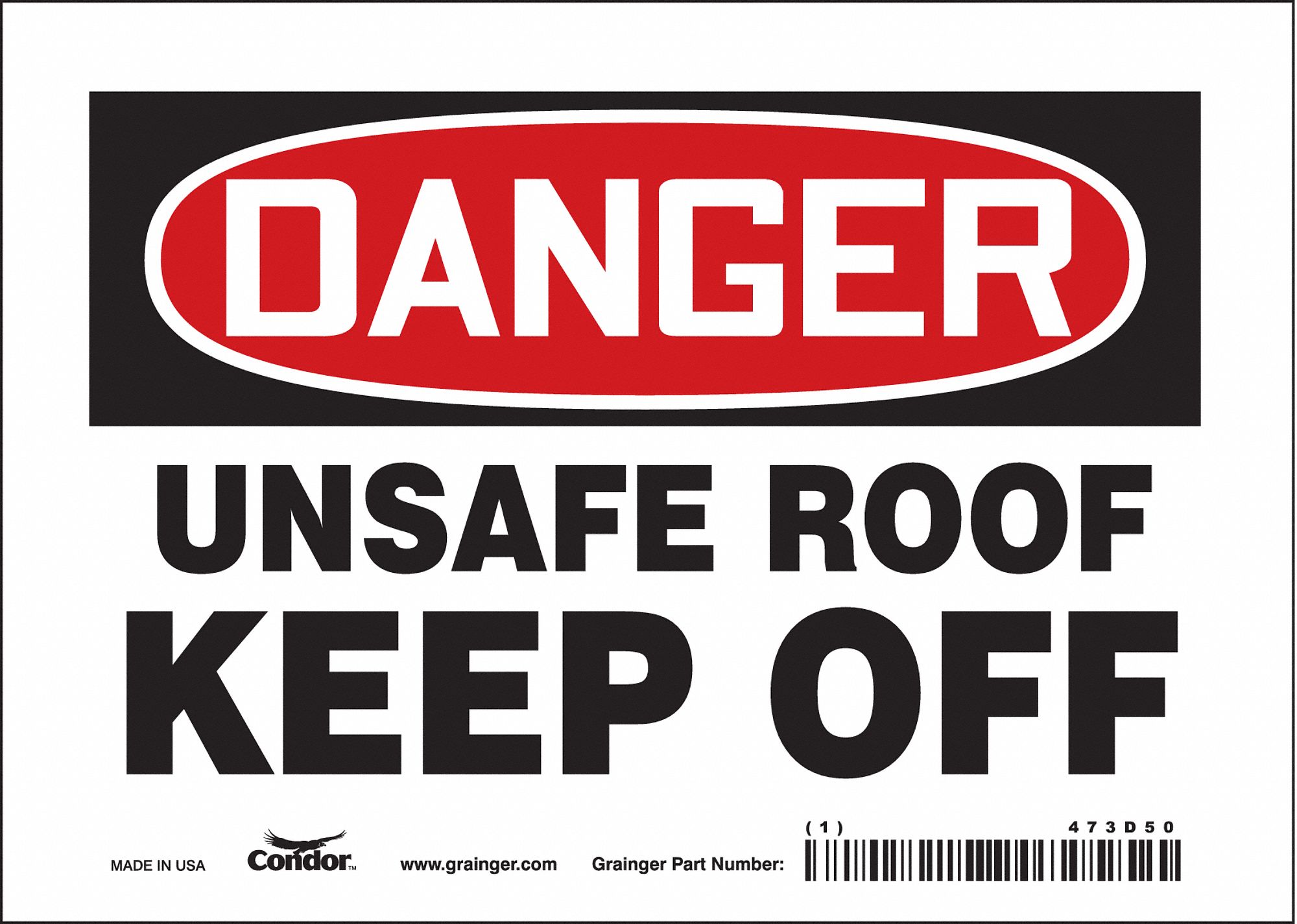 Safety Sign: Vinyl, Adhesive Sign Mounting, 5 in x 7 in Nominal Sign Size, Not Retroreflective, Wall
