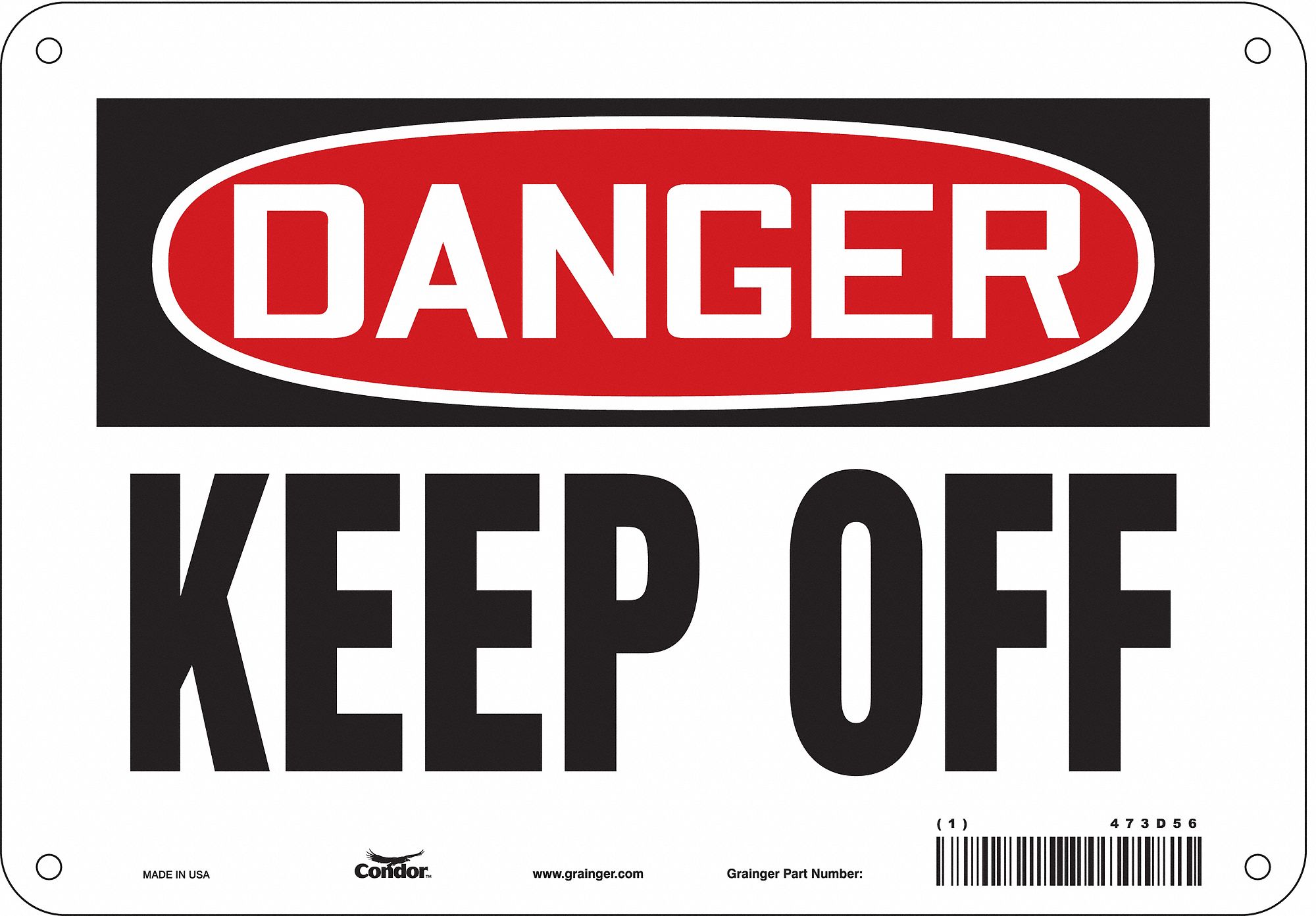 Safety Sign: Polyethylene, Mounting Holes Sign Mounting, 7 in x 10 in Nominal Sign Size