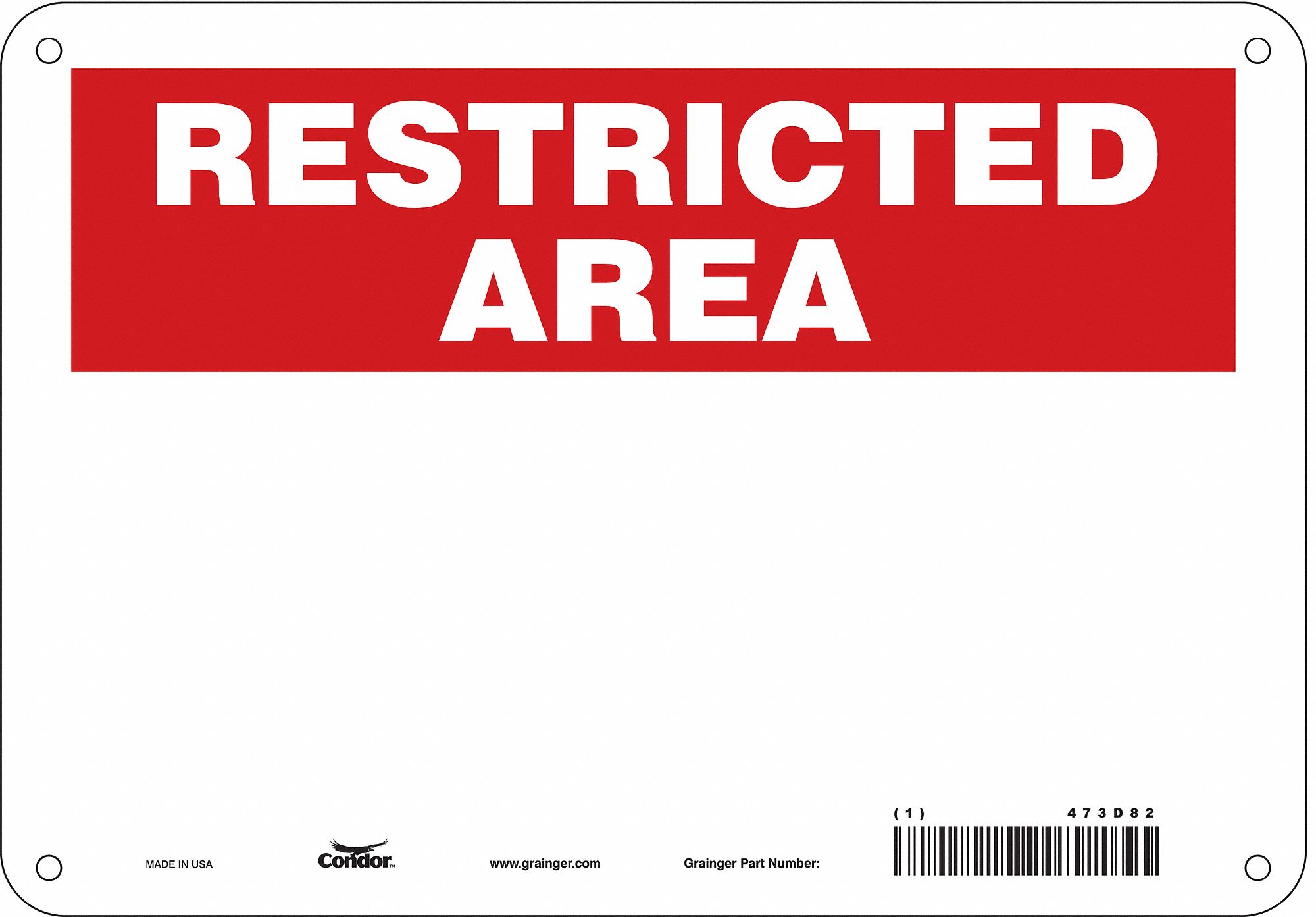 Safety Sign: Aluminum, Mounting Holes Sign Mounting, 7 in x 10 in Nominal Sign Size, 0.032 in Thick