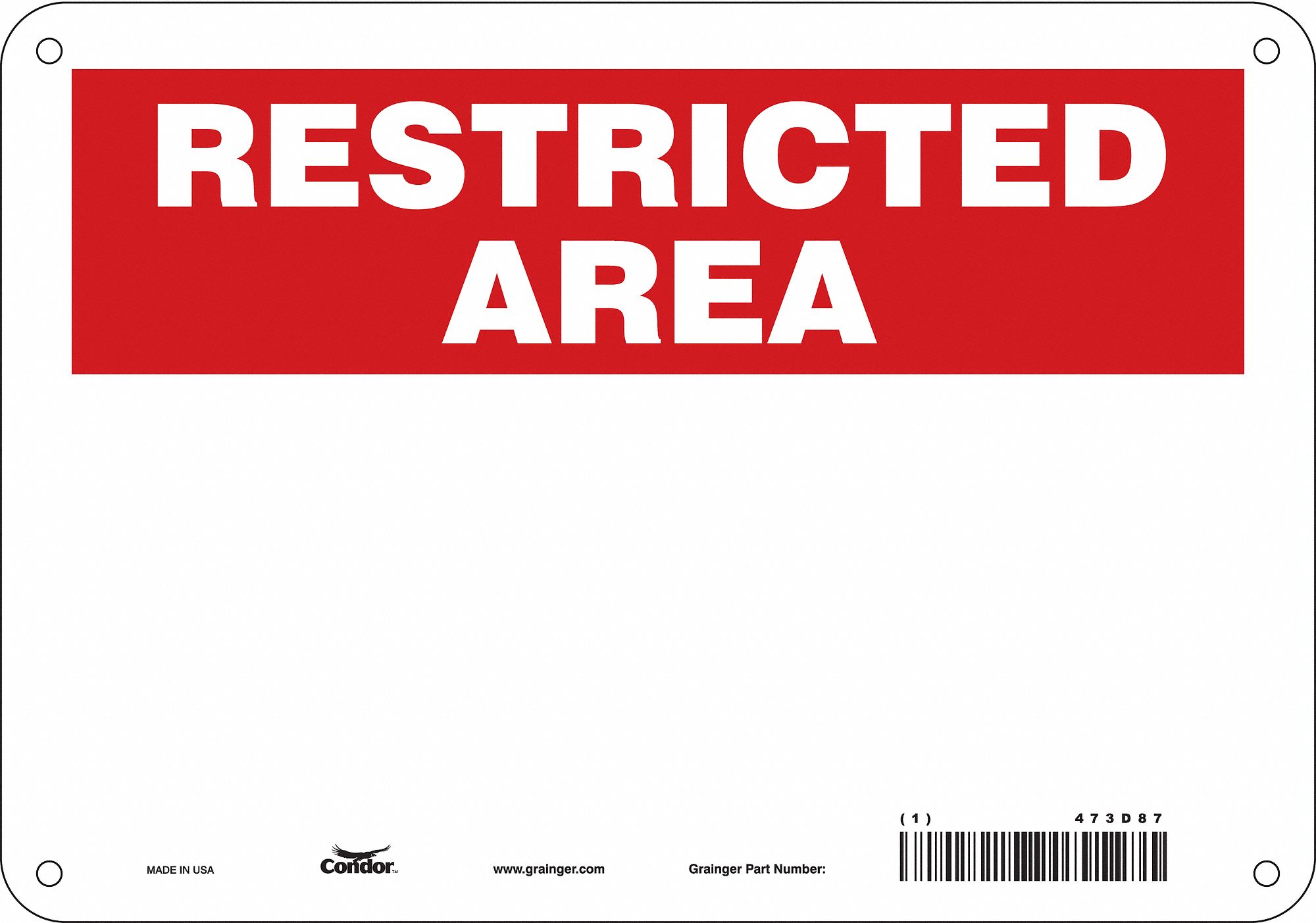 Safety Sign: Polyethylene, Mounting Holes Sign Mounting, 7 in x 10 in Nominal Sign Size, Blank