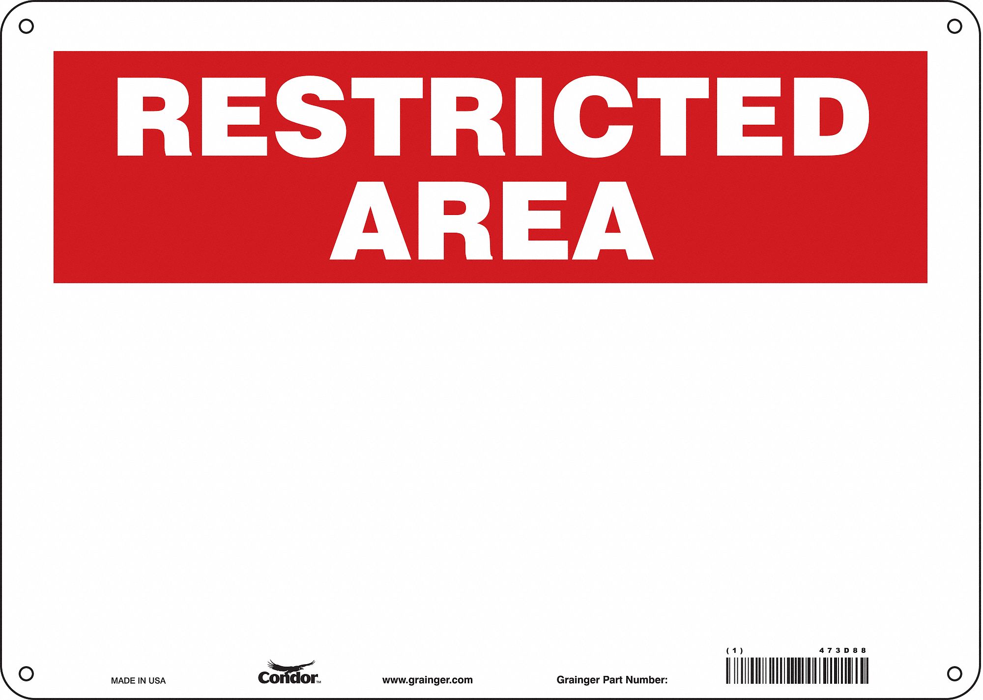 Safety Sign: Polyethylene, Mounting Holes Sign Mounting, 10 in x 14 in Nominal Sign Size, Blank