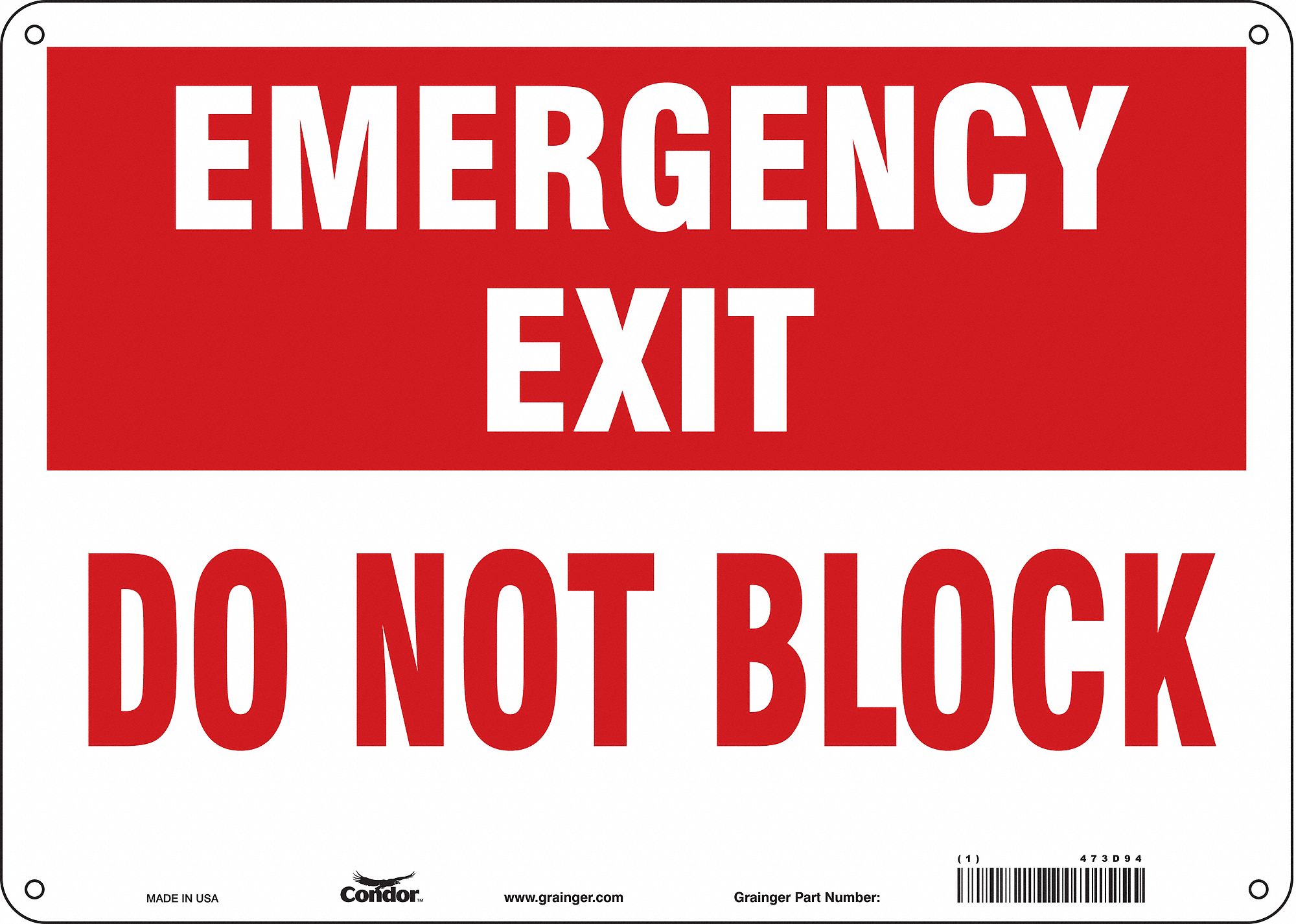 Safety Sign: Aluminum, Mounting Holes Sign Mounting, 10 in x 14 in Nominal Sign Size, 0.032 in Thick