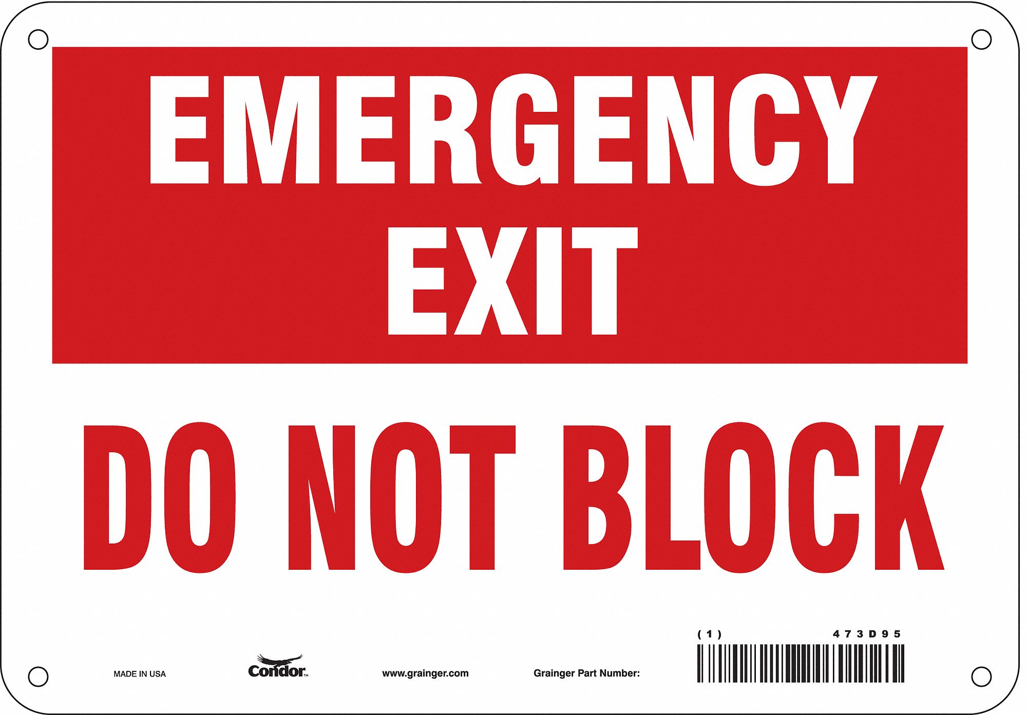 Safety Sign: Polyethylene, Mounting Holes Sign Mounting, 7 in x 10 in Nominal Sign Size