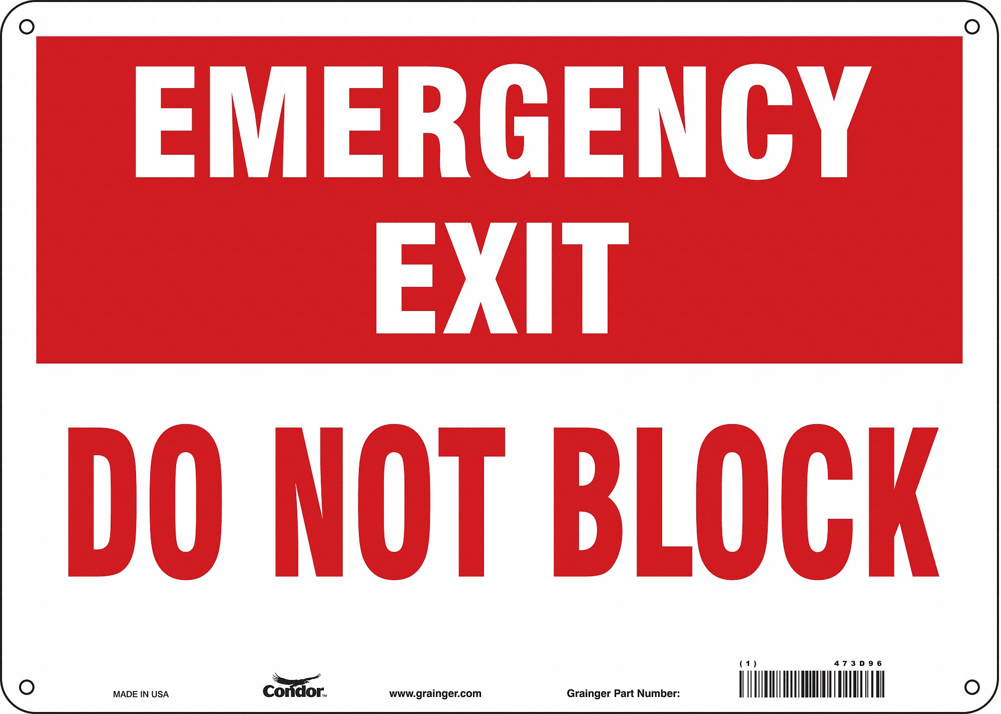 Safety Sign: Polyethylene, Mounting Holes Sign Mounting, 10 in x 14 in Nominal Sign Size
