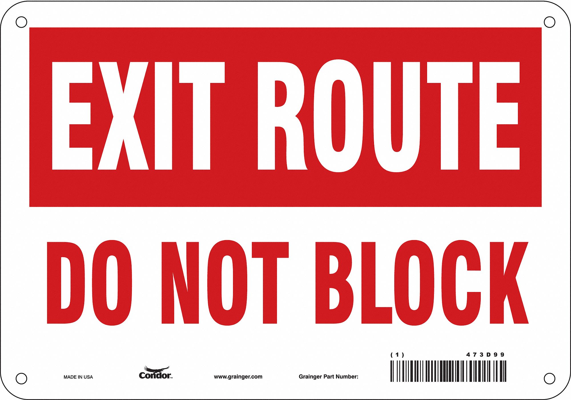Safety Sign: Aluminum, Mounting Holes Sign Mounting, 7 in x 10 in Nominal Sign Size, 0.032 in Thick