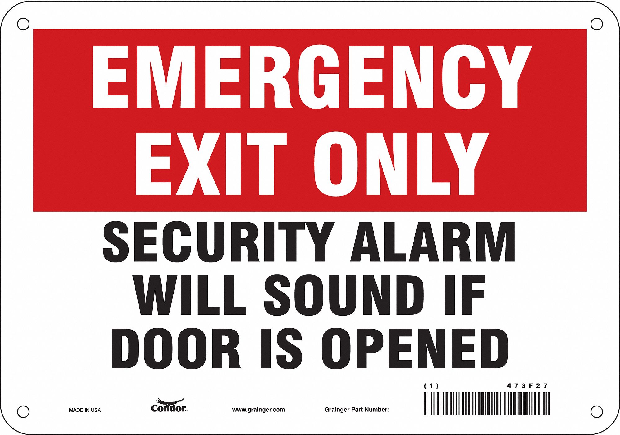 Safety Sign: Aluminum, Mounting Holes Sign Mounting, 7 in x 10 in Nominal Sign Size, 0.032 in Thick